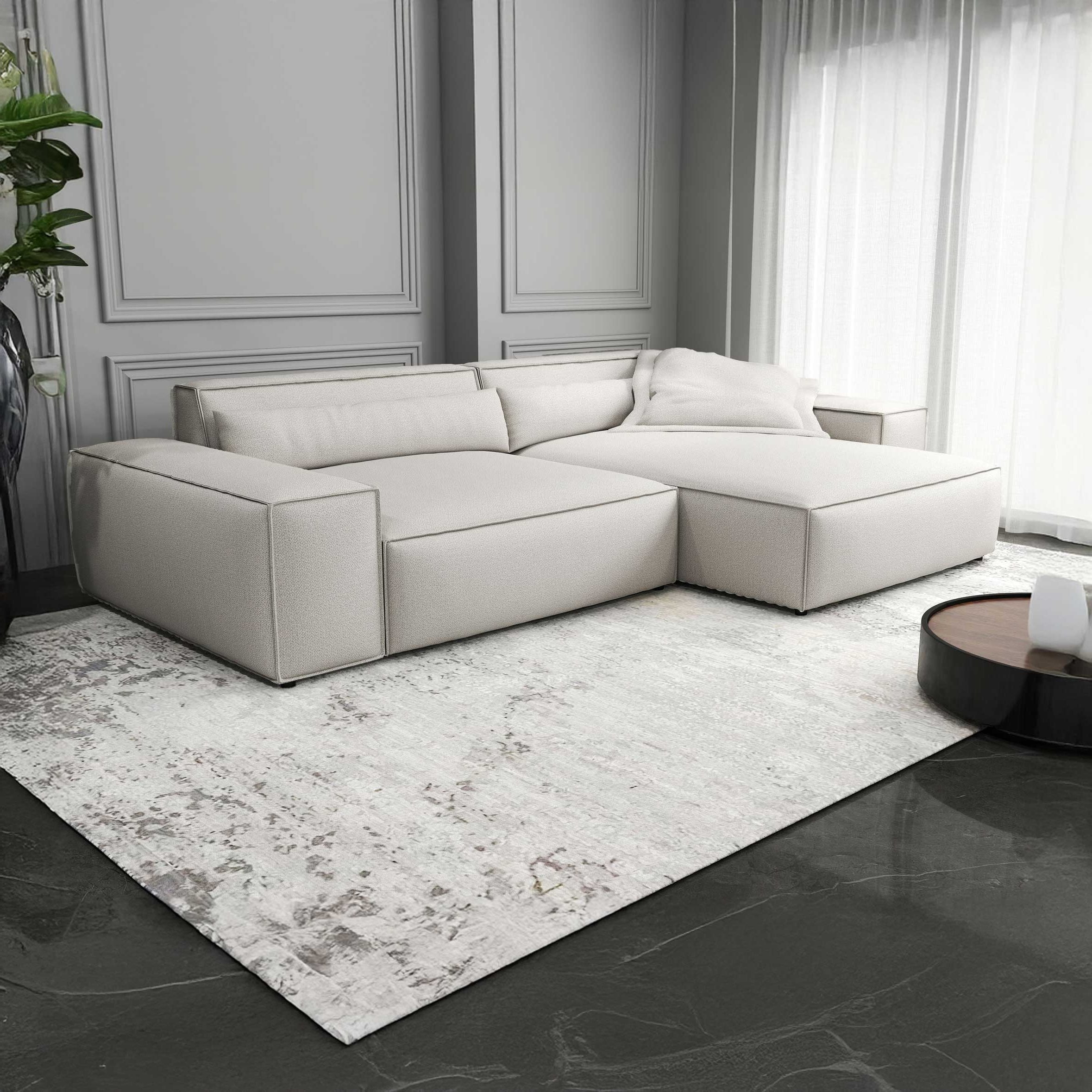 Colțar dumonde cu șezut confortabil din spumă HR, Marvelo Enjoy Bej 264x175 cm II