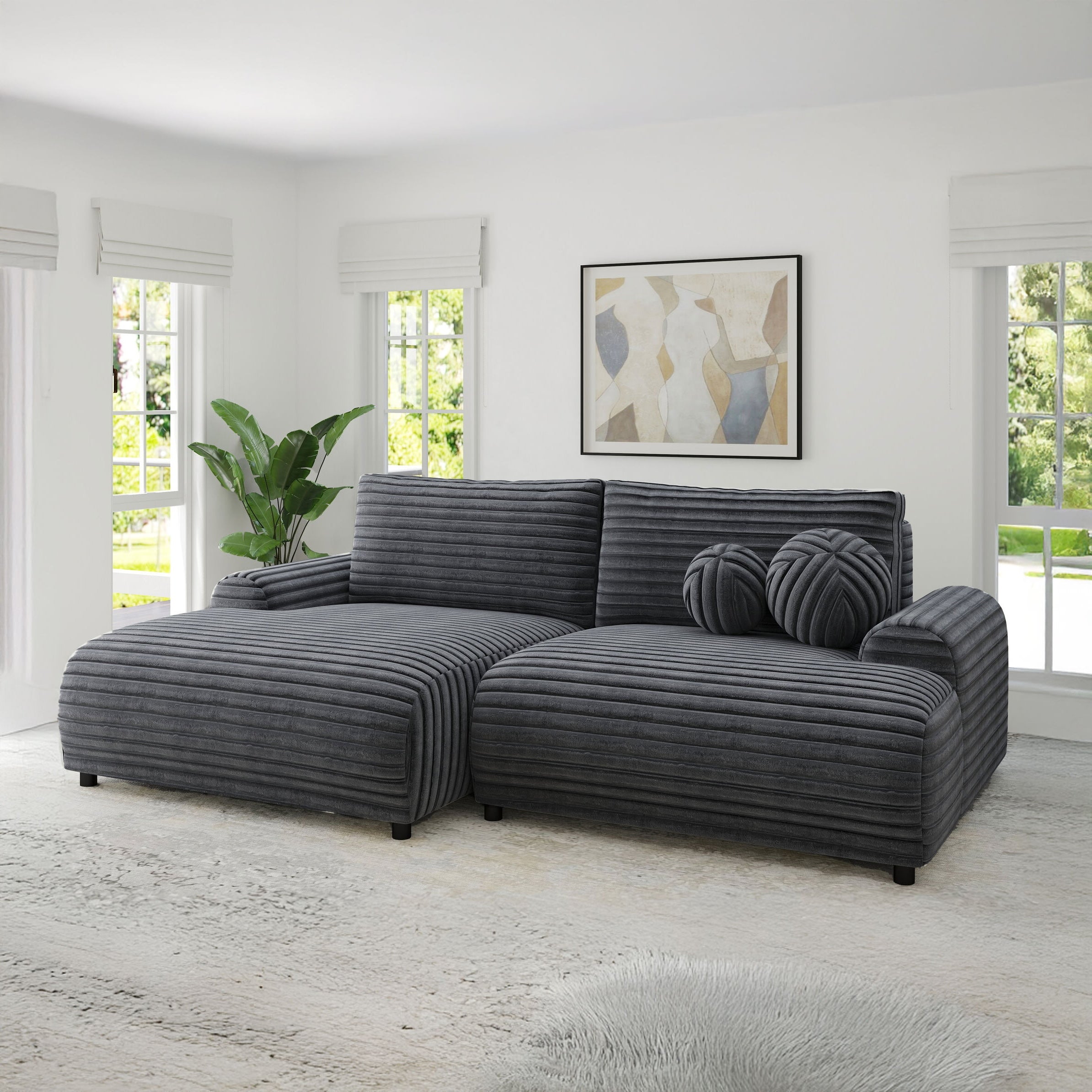 Colțar extensibil dumonde cu ladă de depozitare și șezut confortabil din spumă HR, Carlo Ambience Gri 240x145 cm