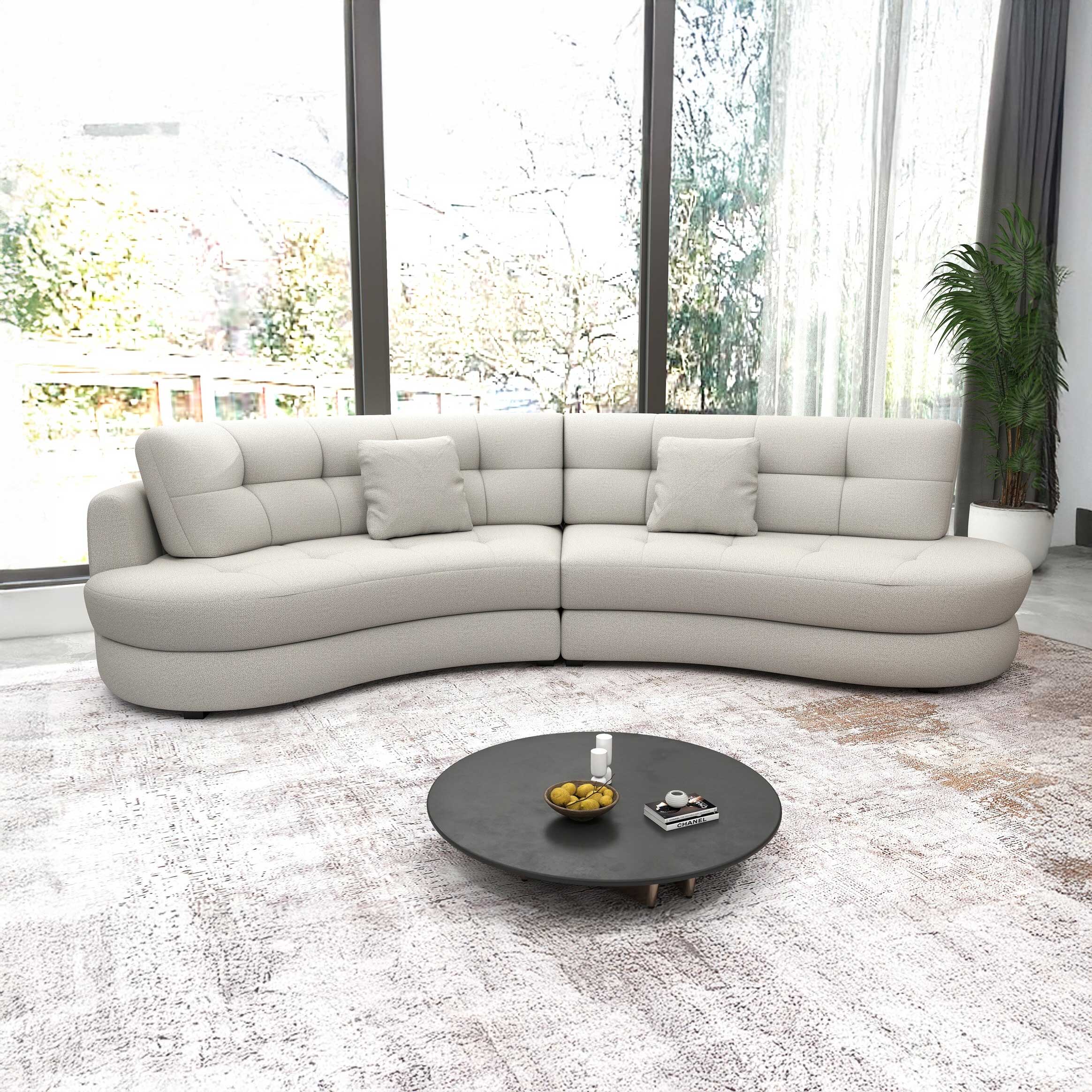 Canapea semirotunda dumonde cu șezut confortabil din spumă HR, Roma Enjoy Bej 300x160 cm