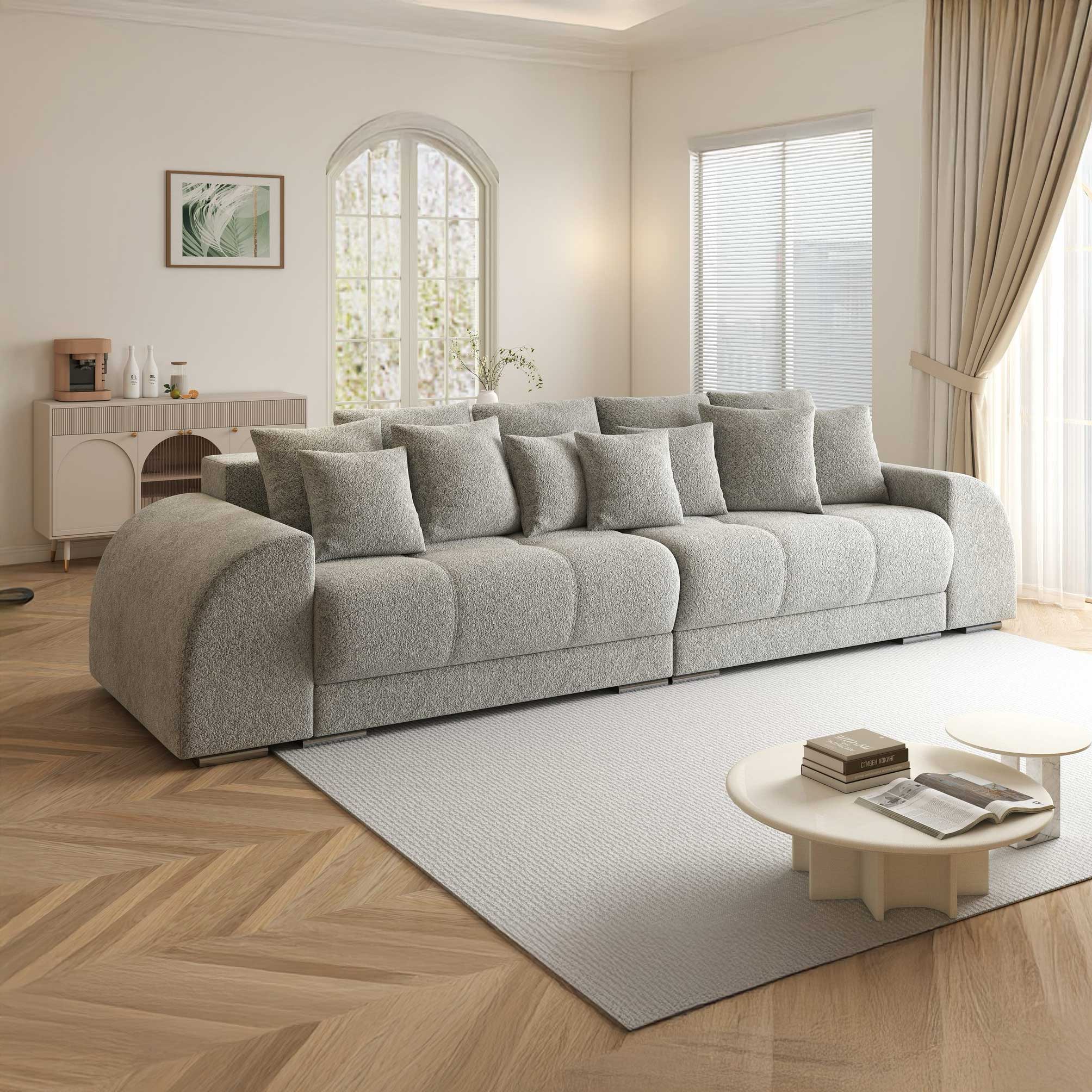 Canapea extensibilă dumonde cu 2 lăzi de depozitare si sezut confortabil din spuma high-density, Verona Arena Gri 15 310x100 cm
