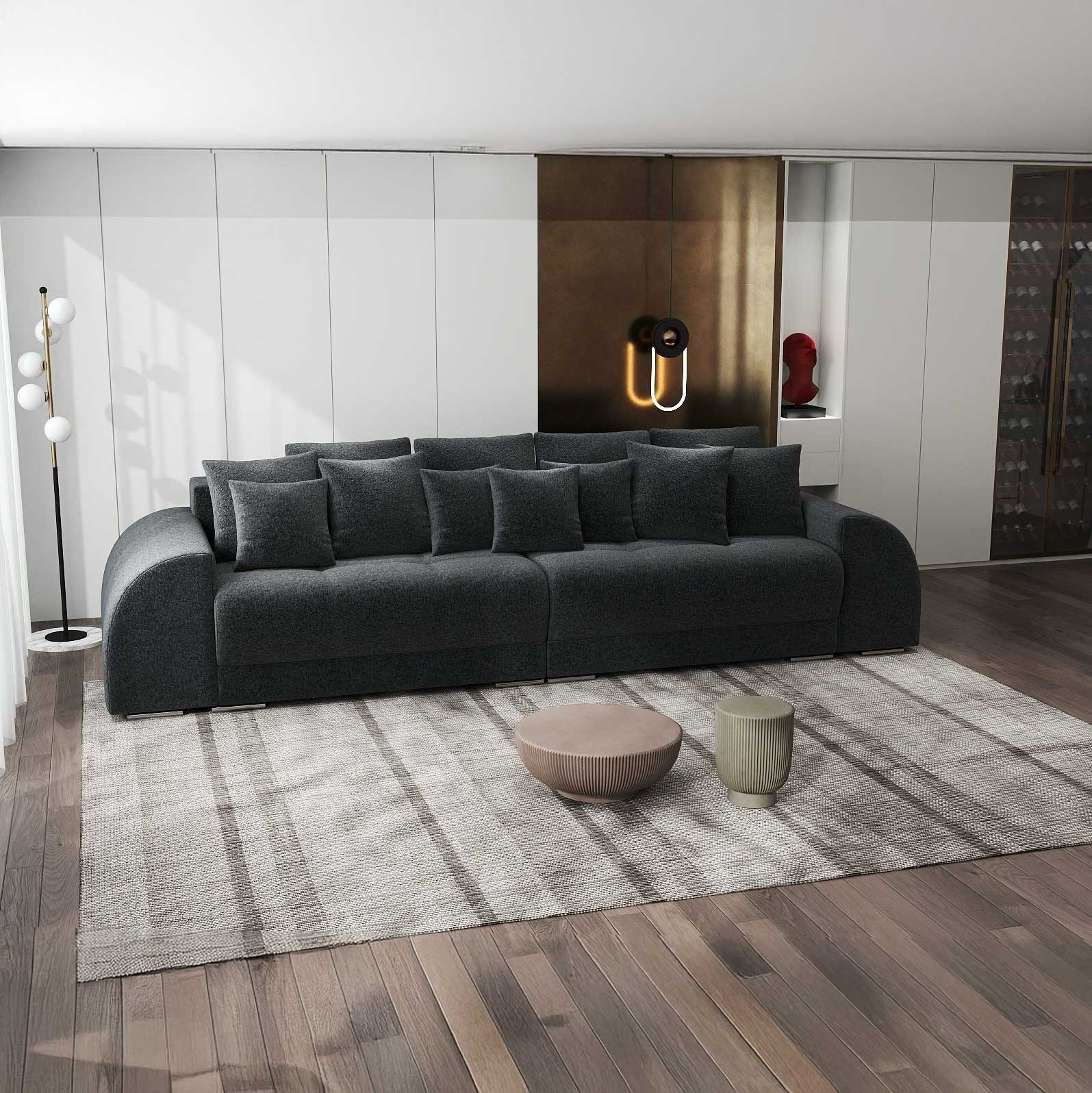 Canapea extensibilă dumonde cu 2 lăzi de depozitare si sezut confortabil din spuma high-density, Verona Monte Negru 99 310x100 cm