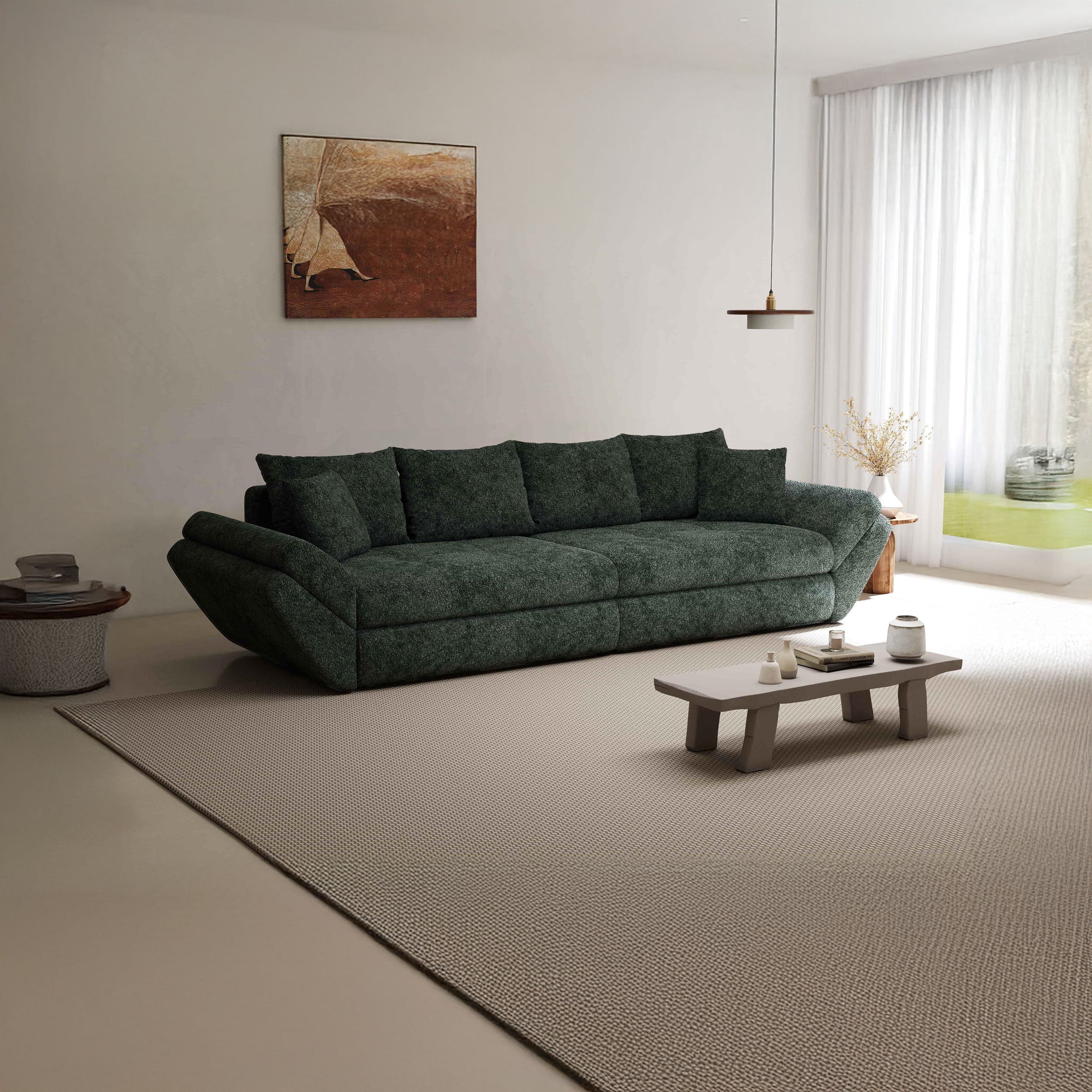 Canapea extensibilă dumonde cu ladă de depozitare si sezut confortabil din spuma HR, Loana Euphoria Verde 300x100 cm Fabrica