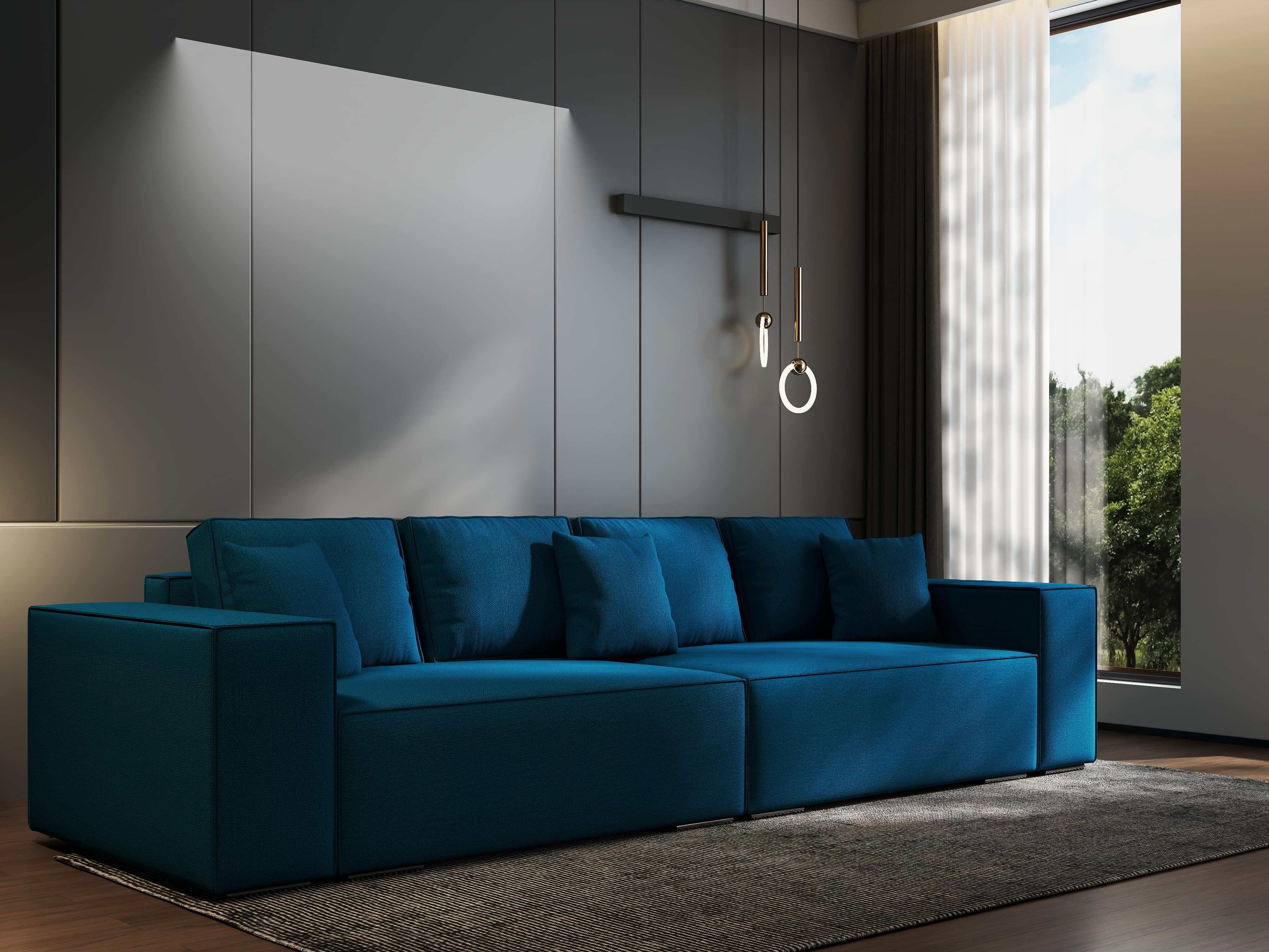 Canapea extensibilă dumonde cu ladă de depozitare si sezut confortabil din spuma HR, Dream Enjoy Petrol 310x100 cm Fabrica