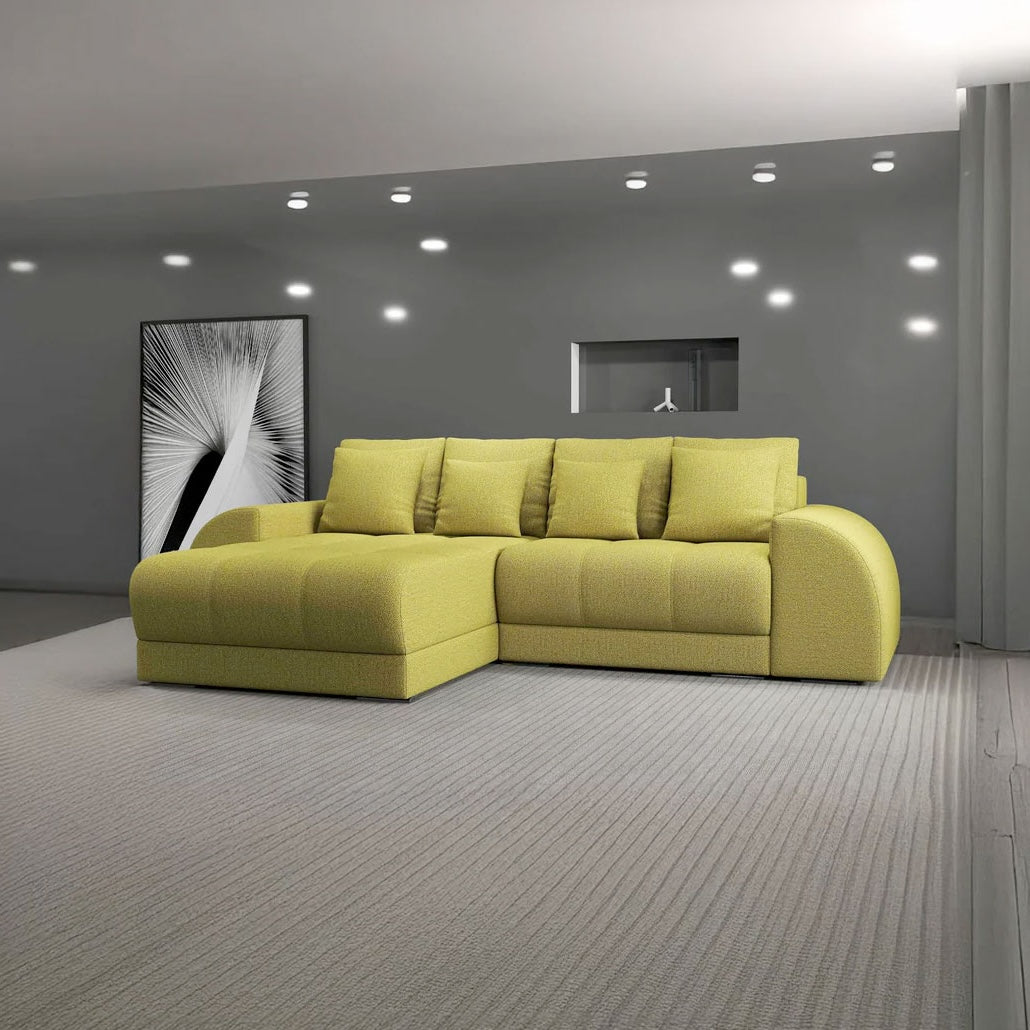 Colțar extensibil dumonde cu ladă de depozitare si sezut confortabil din spuma HR, Verona Enjoy Verde 290x185 cm Fabrica