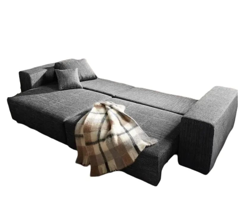 Canapea extensibilă dumonde cu ladă de depozitare si sezut confortabil din spuma HR, Marbela Magma Black XXL 295x100 cm