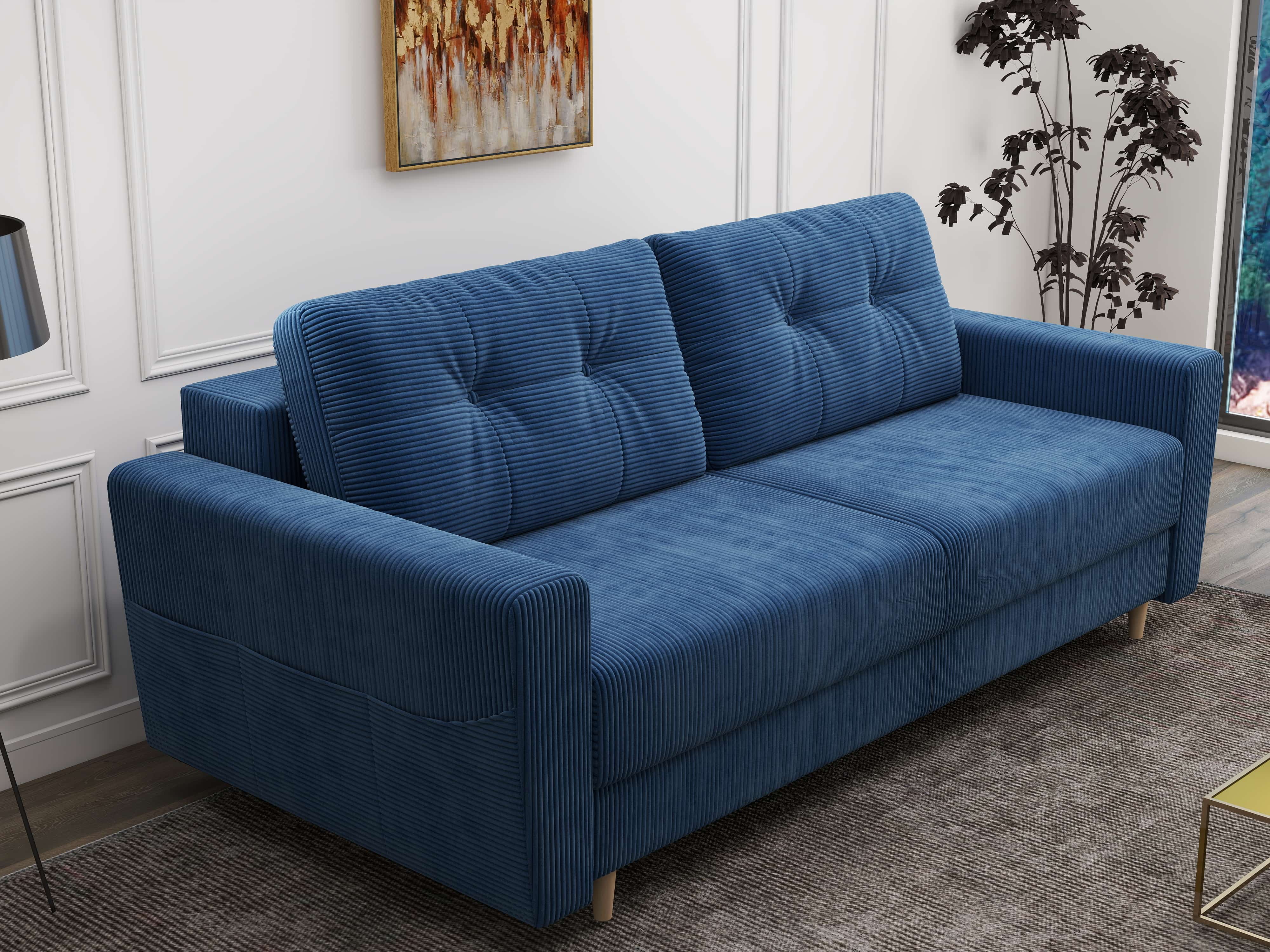 Canapea extensibilă dumonde cu ladă de depozitare si sezut confortabil din spuma HR, Summer Zoom Albastru 225x100 cm