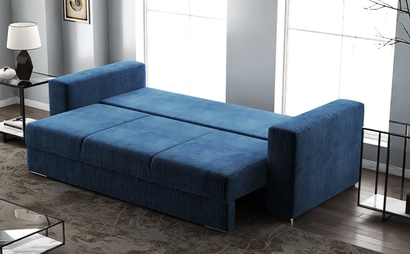 Canapea extensibilă dumonde cu ladă de depozitare si sezut confortabil din spuma HR, Gloria Zoom Blue 240x100 cm Fabrica