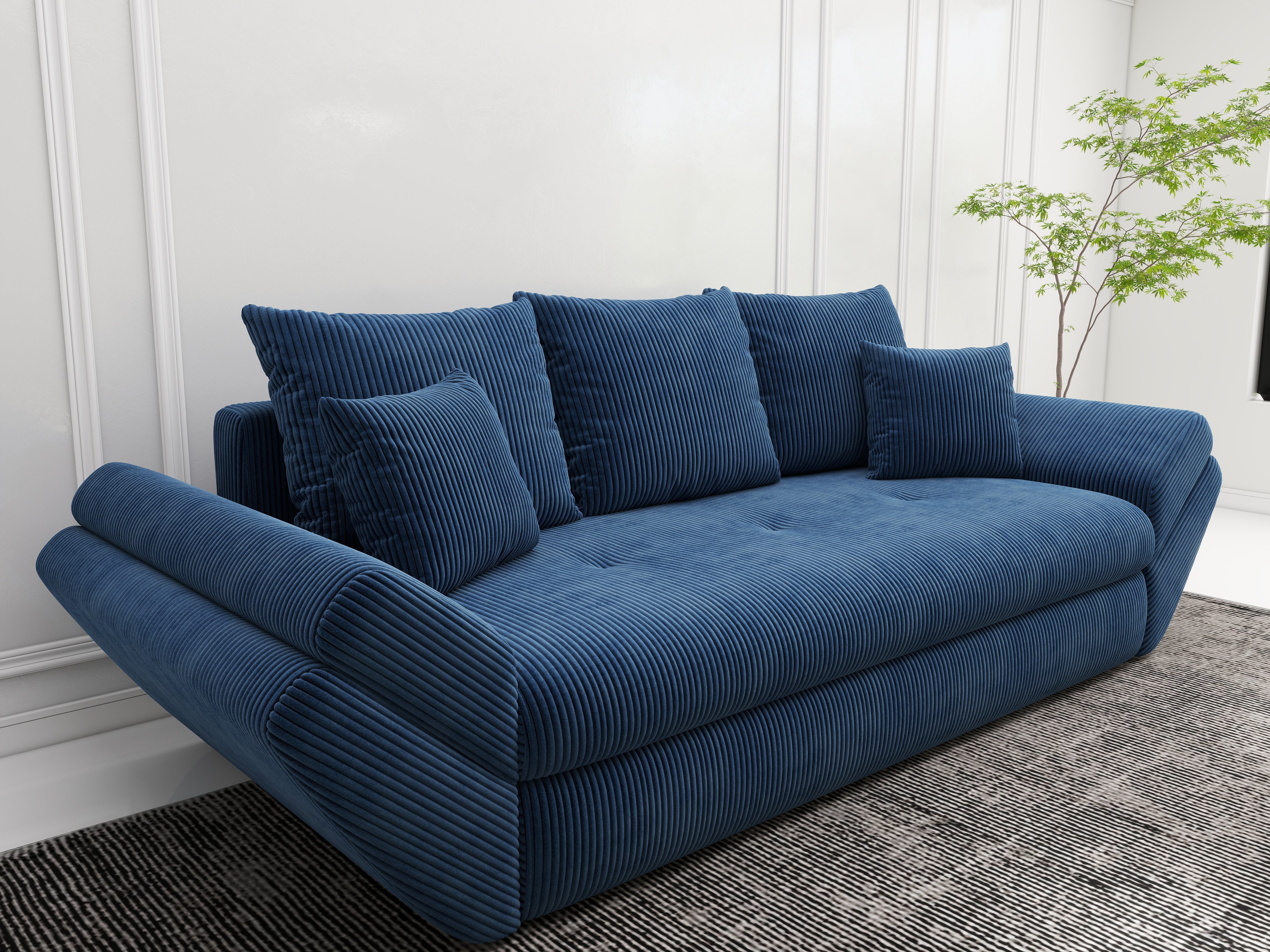 Canapea extensibilă dumonde cu ladă de depozitare si sezut confortabil din spuma HR, Loana Zoom Blue 250x100 cm Fabrica