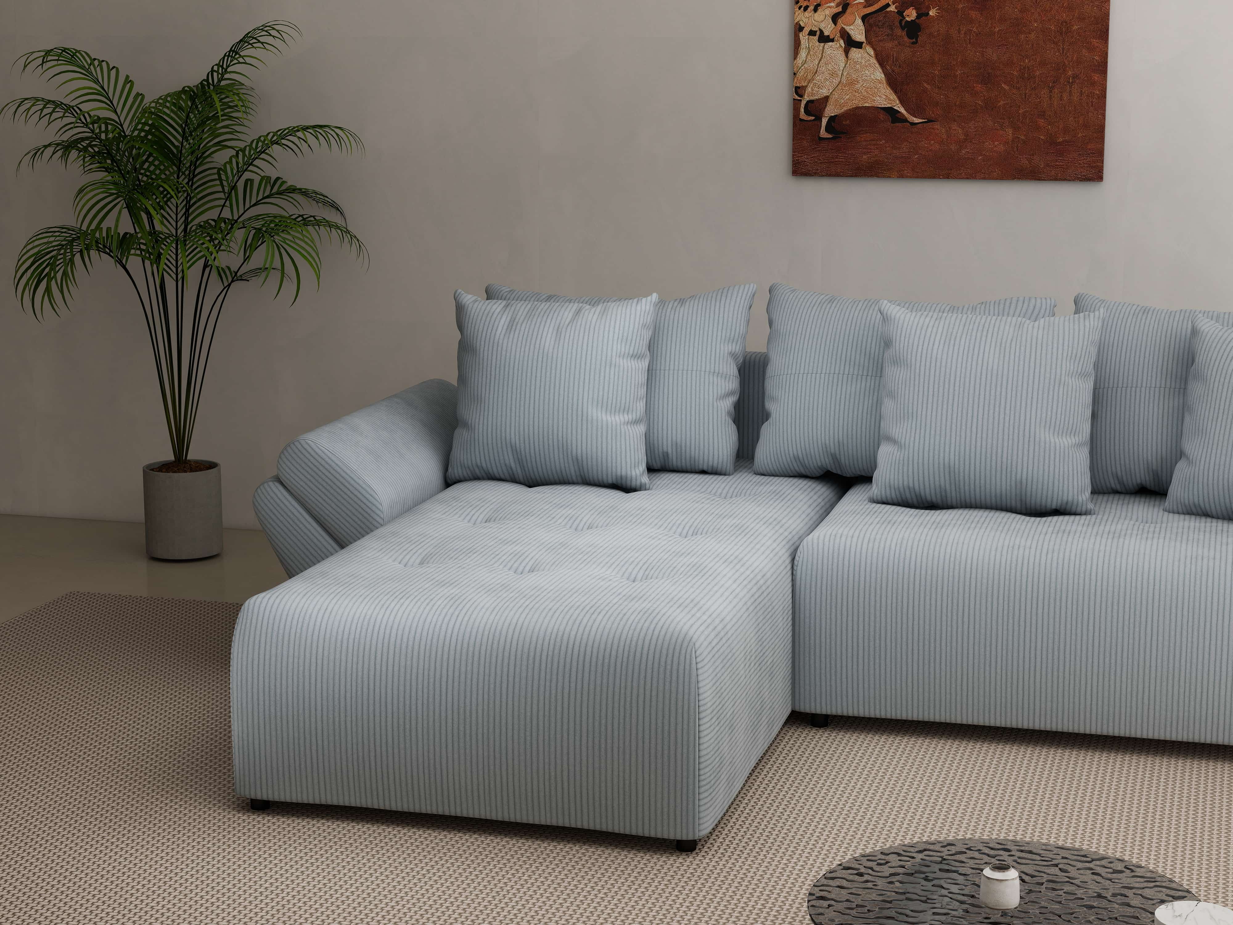 Colțar extensibil dumonde cu ladă de depozitare si sezut confortabil din spuma HR, Berlin Zoom Grey 280x185 cm Fabrica