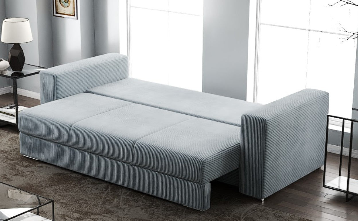 Canapea extensibilă dumonde cu ladă de depozitare si sezut confortabil din spuma HR, Gloria Zoom Grey II 240x100 cm Fabrica