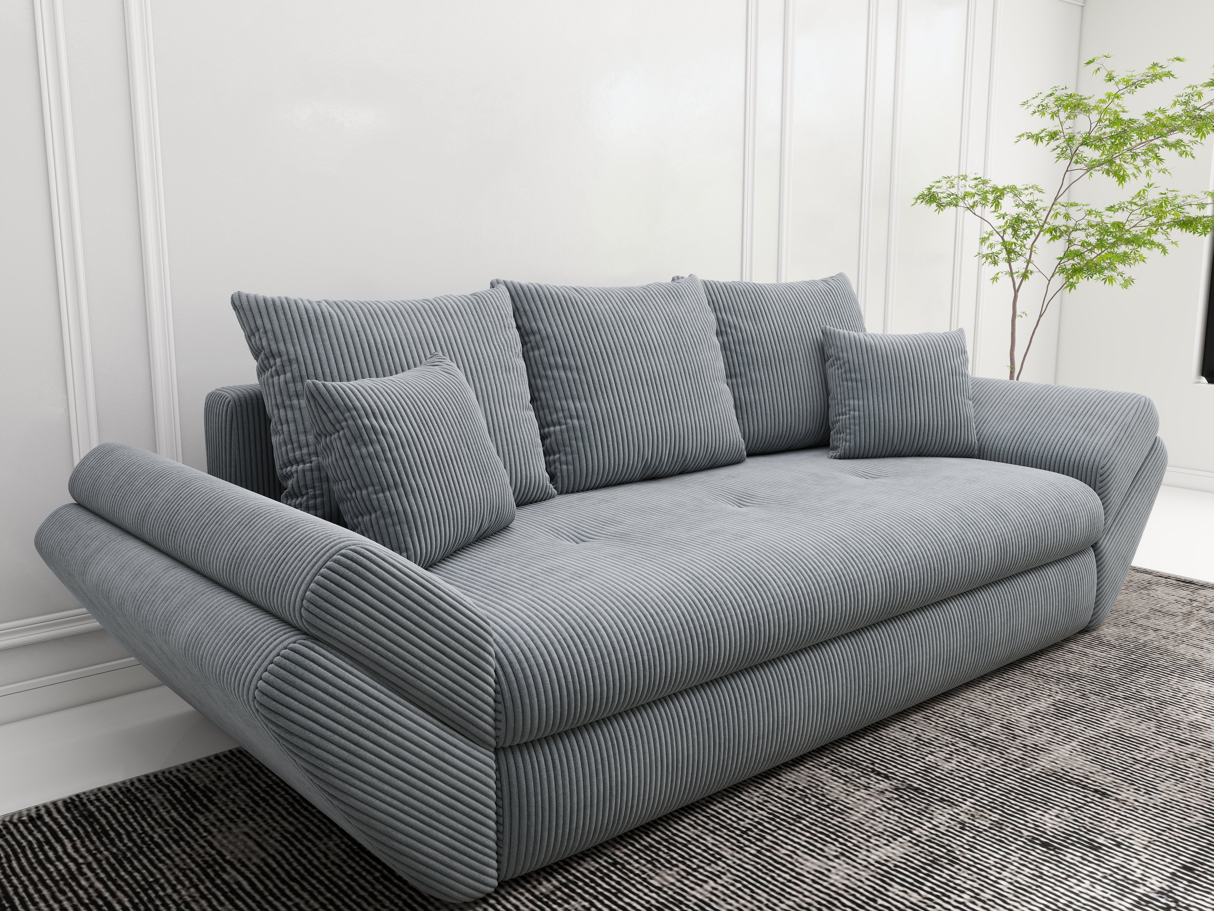 Canapea extensibilă dumonde cu ladă de depozitare si sezut confortabil din spuma HR, Loana Zoom Grey 250x100 cm Fabrica