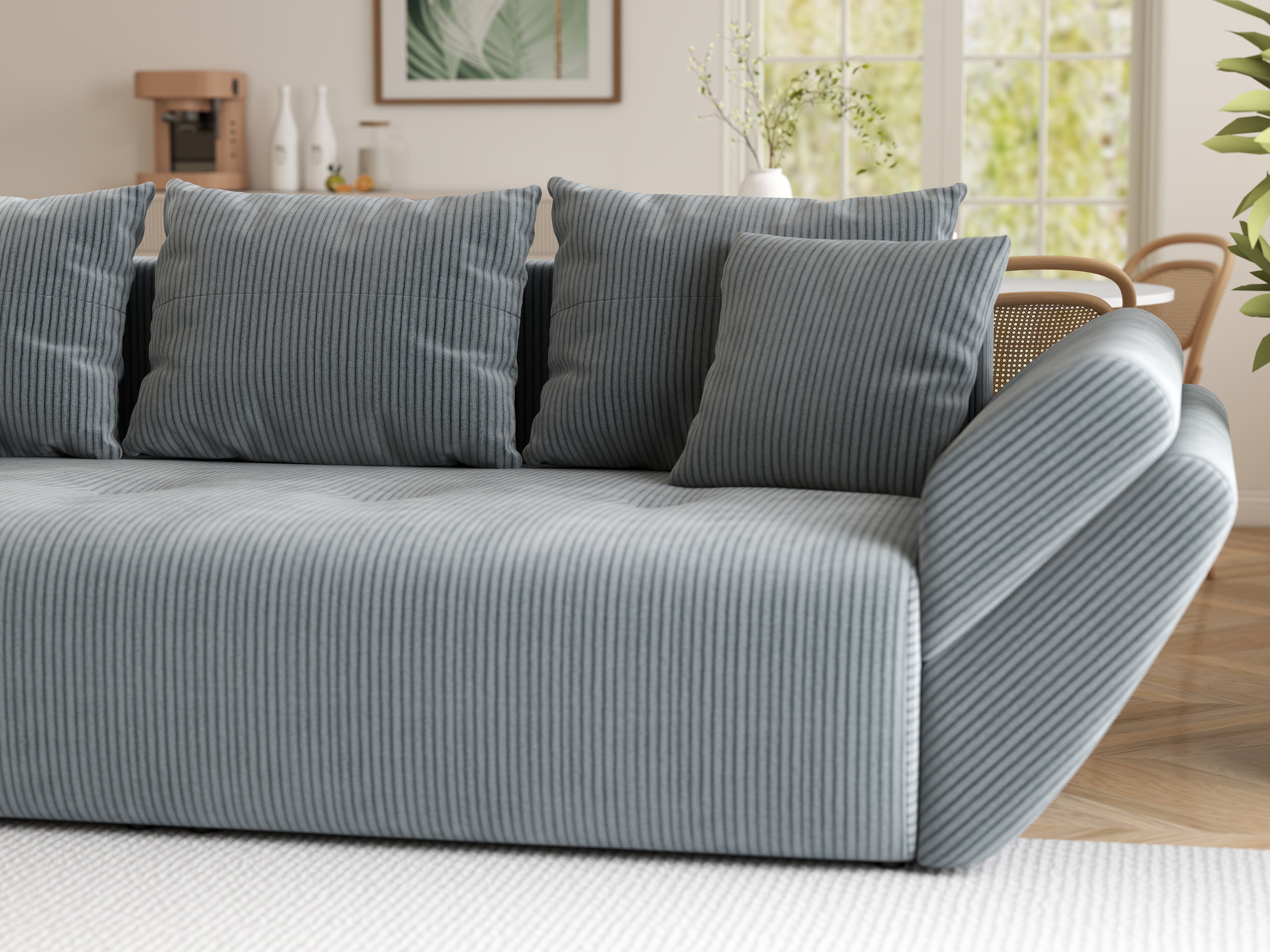 Canapea extensibilă dumonde cu ladă de depozitare si sezut confortabil din spuma HR, Berlin Zoom Grey 250x100 cm Fabrica