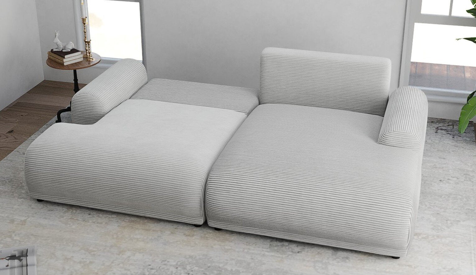 Colțar extensibil dumonde cu ladă de depozitare și șezut confortabil din spumă HR, Carlo Zoom Gri 240x145 cm II