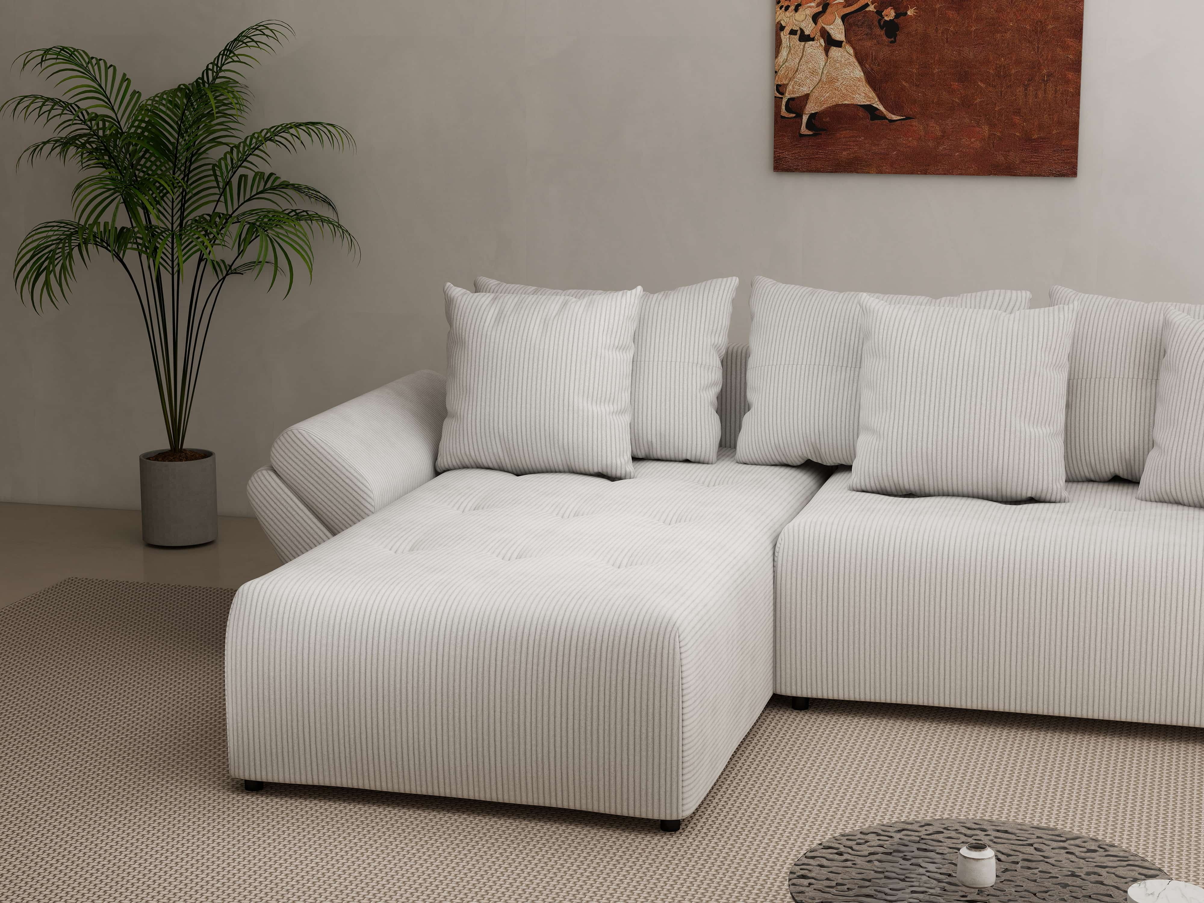 Colțar extensibil dumonde cu ladă de depozitare si sezut confortabil din spuma HR, Berlin Zoom Cream 280x185 cm Fabrica