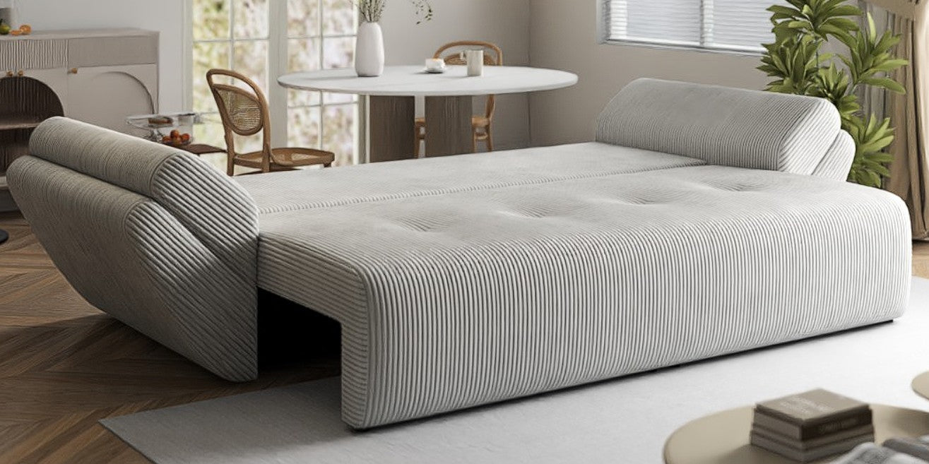 Canapea extensibilă dumonde cu ladă de depozitare si sezut confortabil din spuma HR, Berlin Zoom Crem 250x100 cm Fabrica