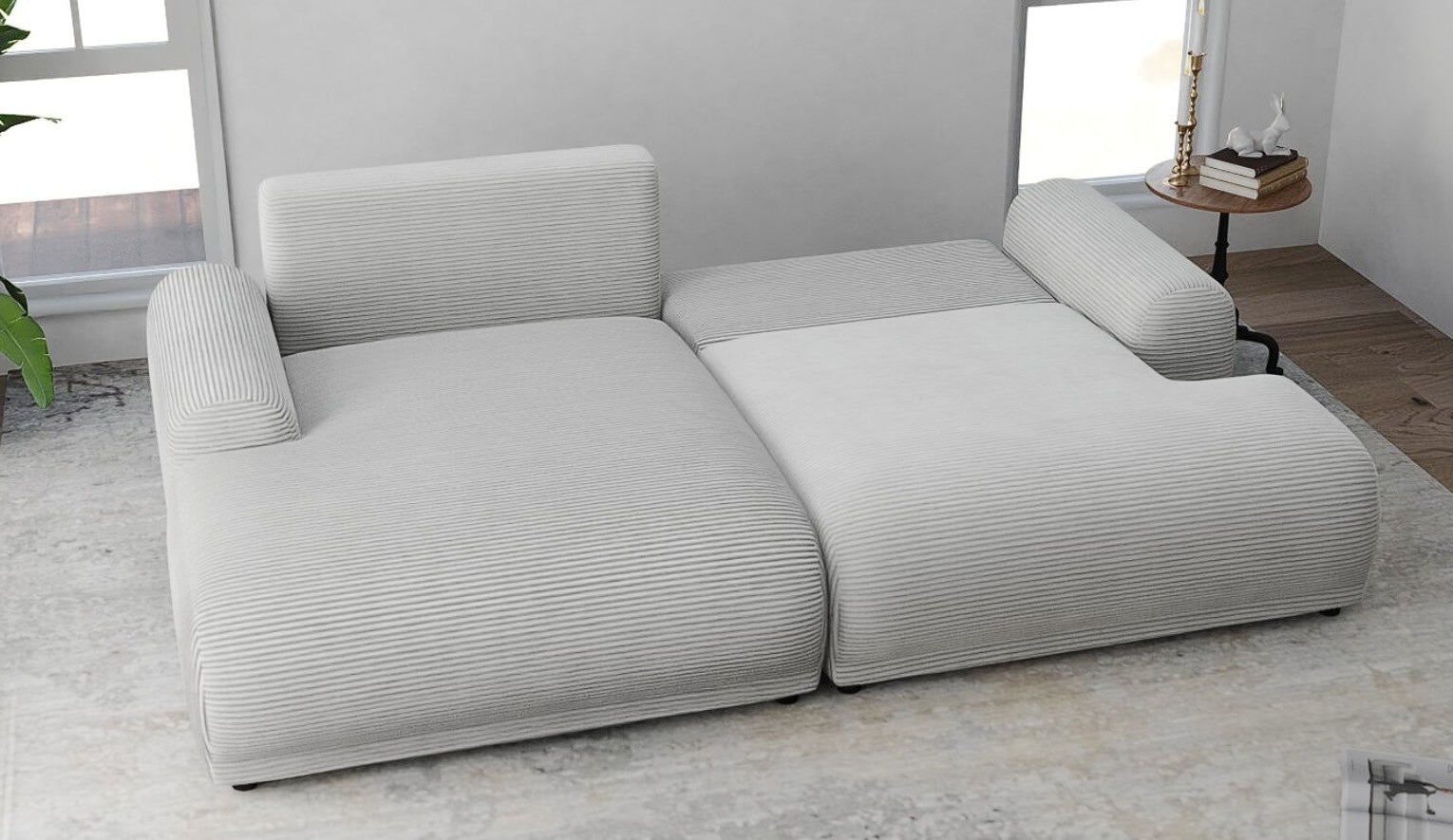 Colțar extensibil dumonde cu ladă de depozitare și șezut confortabil din spumă HR, Carlo Zoom Gri 240x145 cm