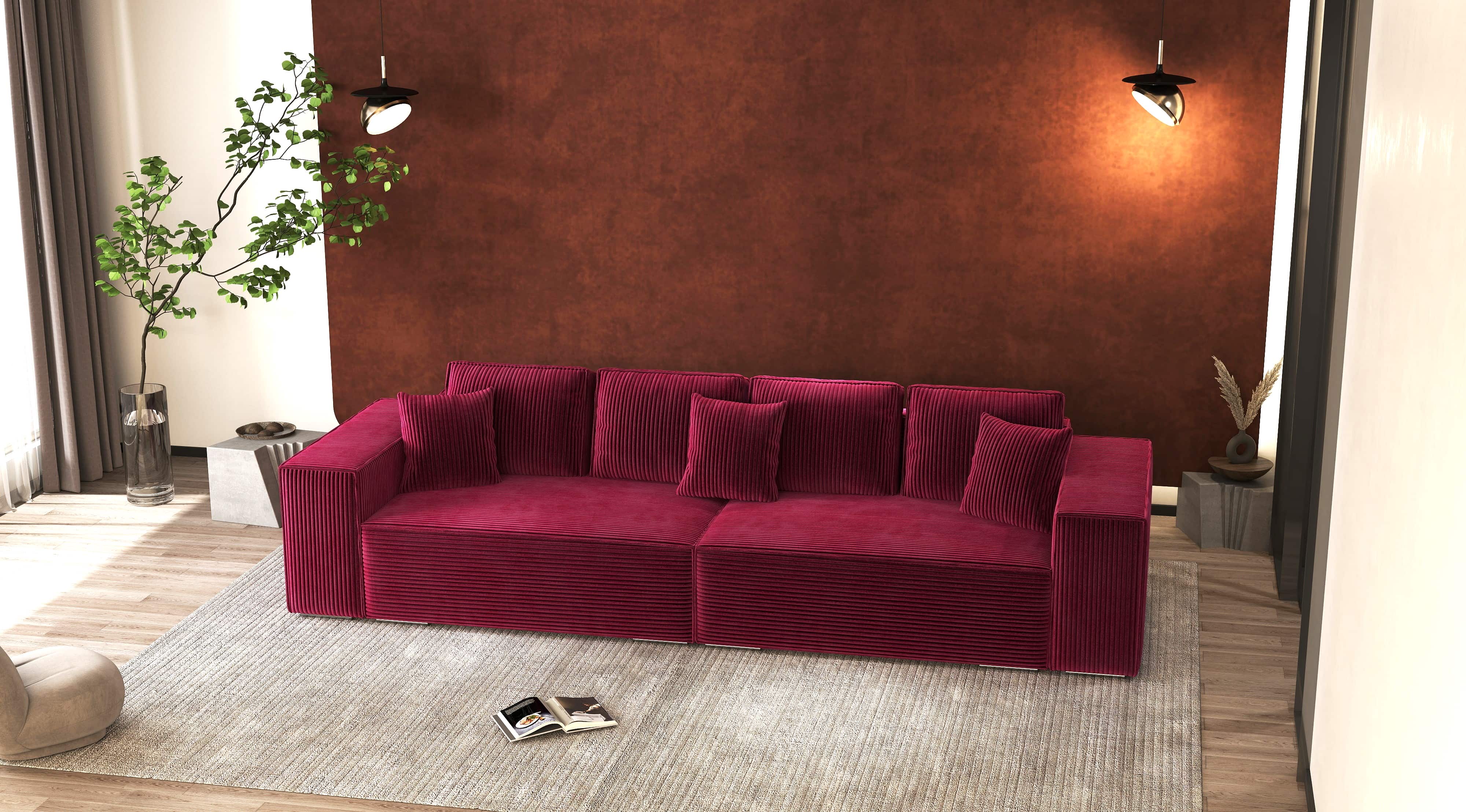 Canapea extensibilă dumonde cu ladă de depozitare si sezut confortabil din spuma HR, Dream Zoom Rosu 310x100 cm Fabrica