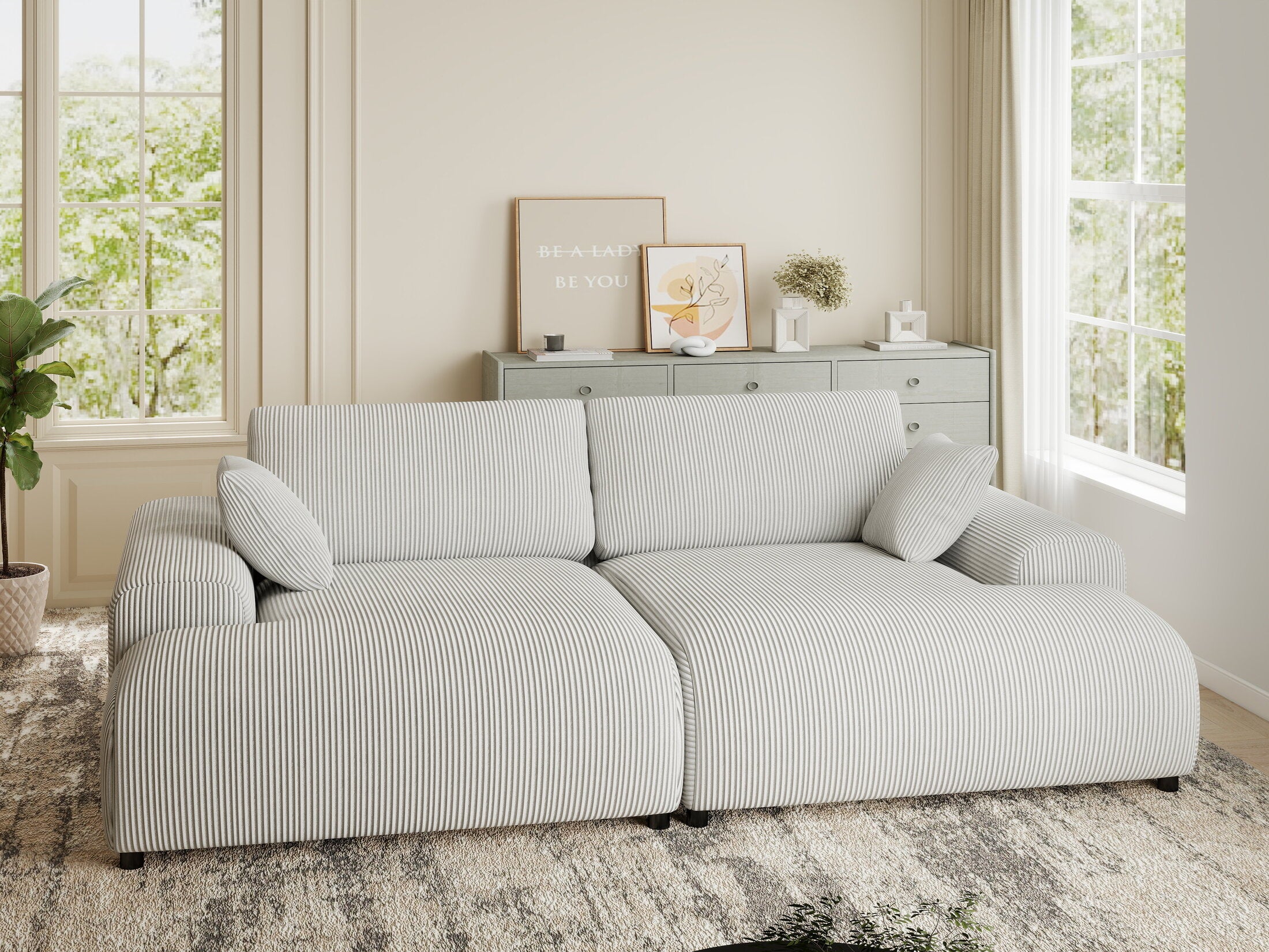 Canapea dumonde cu sezut confortabil din spuma HR, Hudson Zoom Gri 237x144 cm