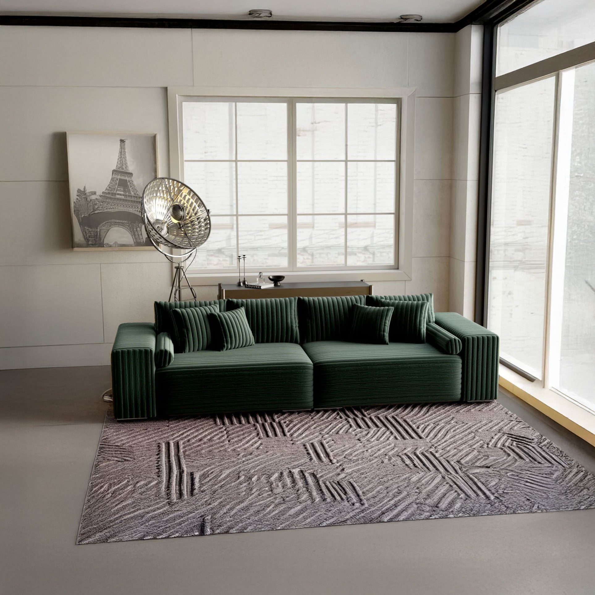 Canapea extensibilă dumonde cu ladă de depozitare si sezut confortabil din spuma HR, Marbela Ambience Green XXL 295x100 cm fabrica