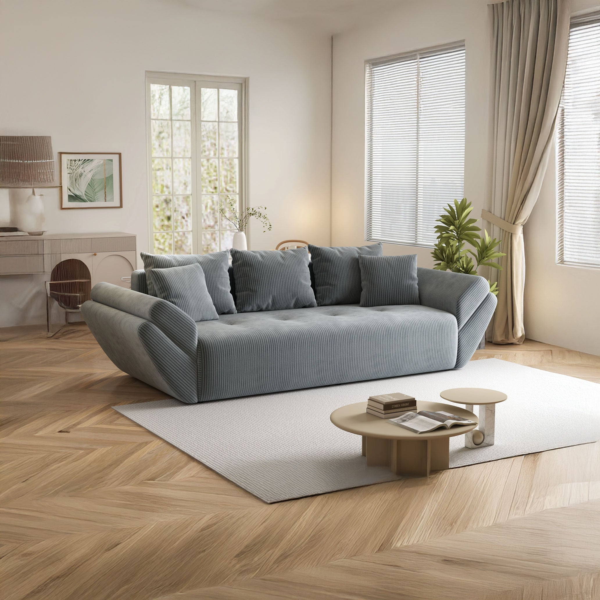 Canapea extensibilă dumonde cu ladă de depozitare si sezut confortabil din spuma HR, Berlin Zoom Grey 250x100 cm Fabrica