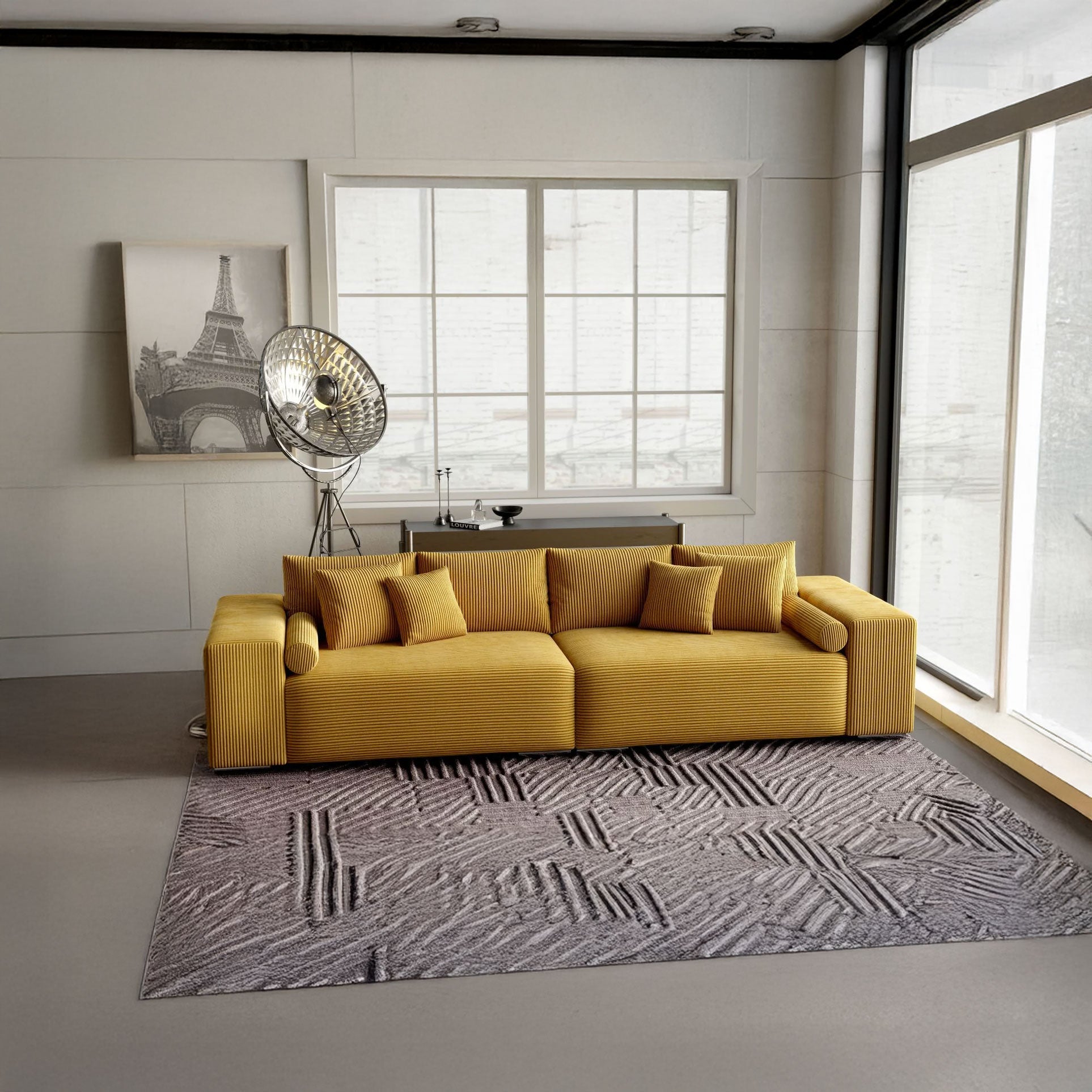 Canapea extensibilă dumonde cu ladă de depozitare si sezut confortabil din spuma HR, Marbela Zoom Mustar XXL 295x100 cm fabrica