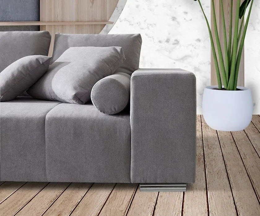 Canapea extensibilă cu ladă de depozitare si sezut confortabil din spuma HR, Marbela New Grey XXL 295x100 cm