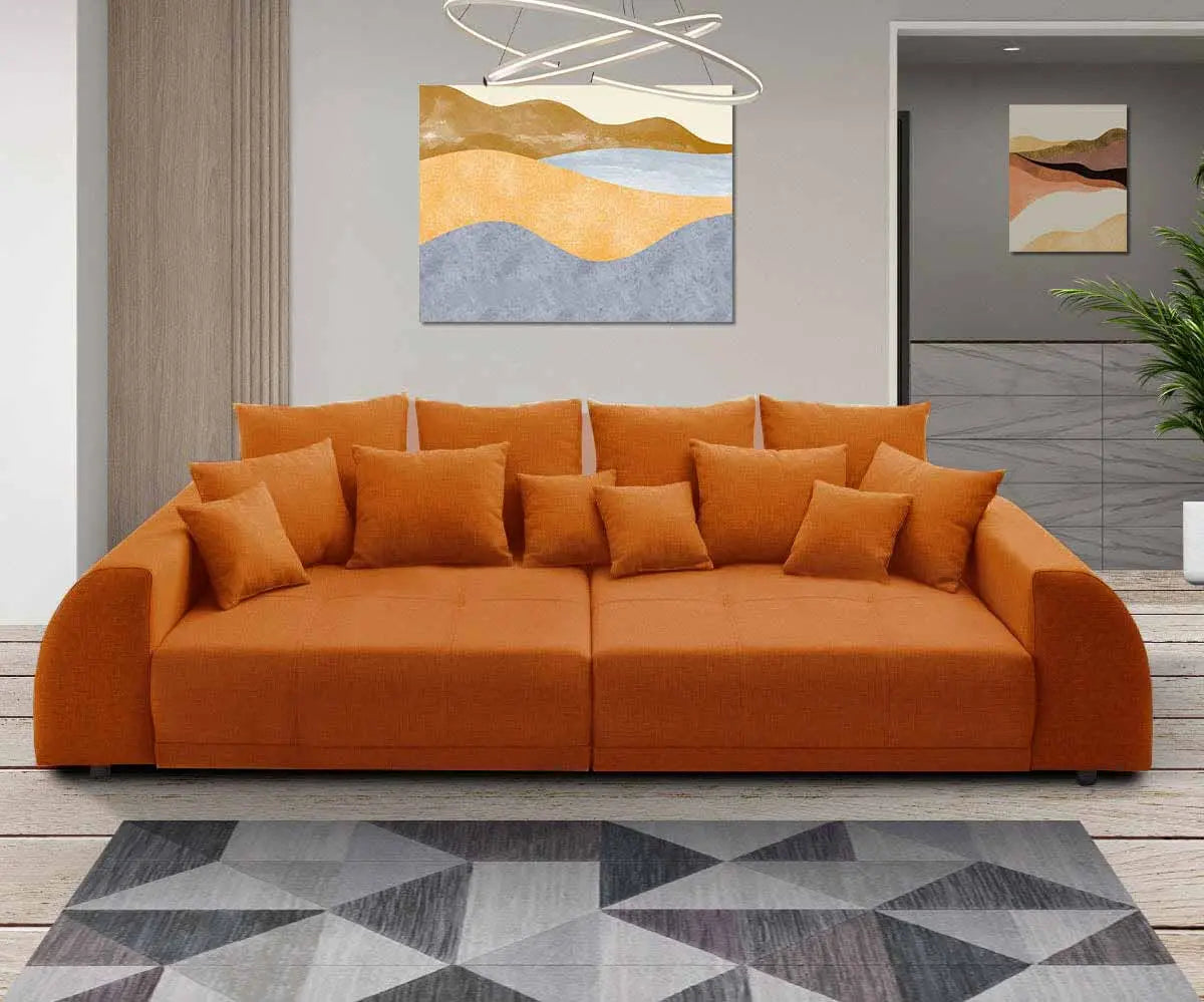 Canapea extensibilă cu 2 lăzi de depozitare Big Sofa Verona Muștar 310x100 cm