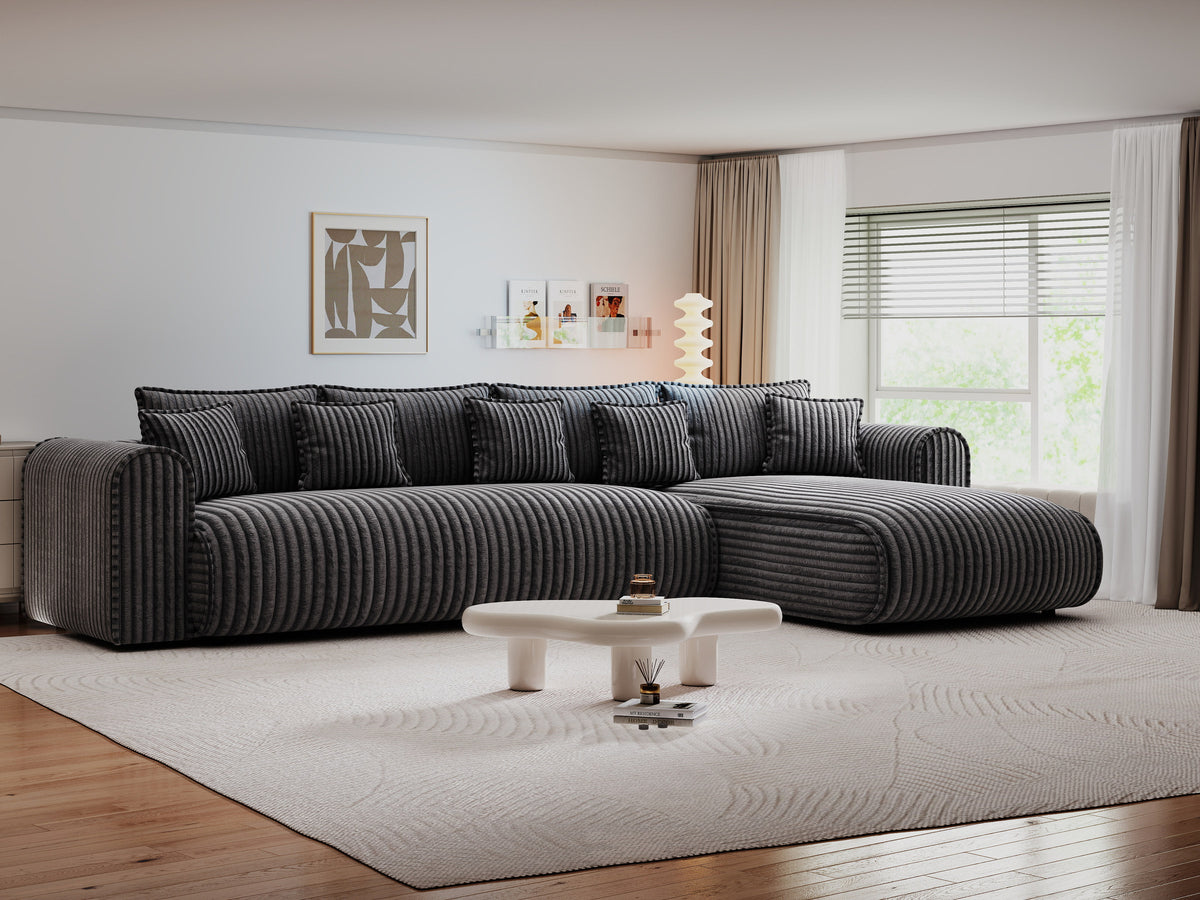 Colțar extensibil dumonde cu ladă de depozitare Monaco XL Tilia Grafit II 340x185 cm — dreapta — imagine 1