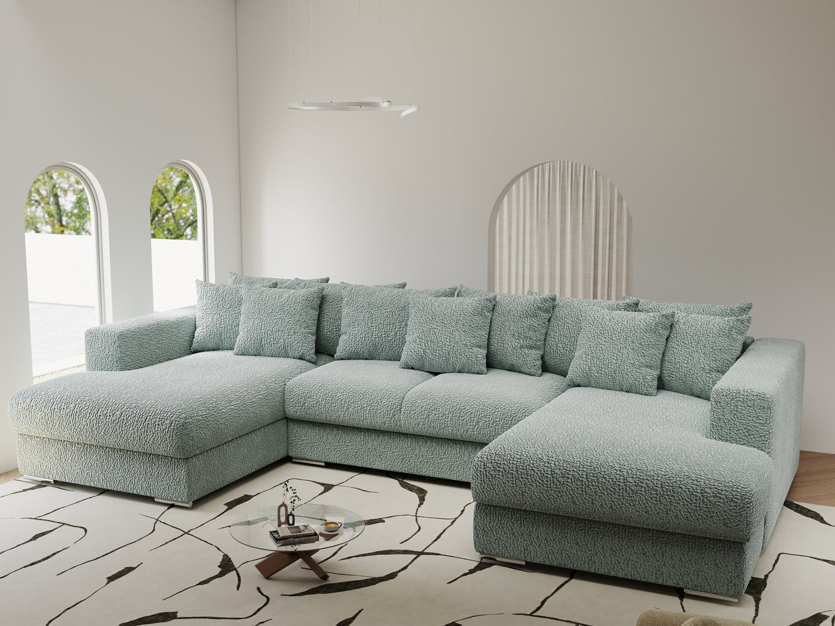 Colțar extensibil dumonde Gloria U Jaguar Aqua 340x167 cm — imagine 1