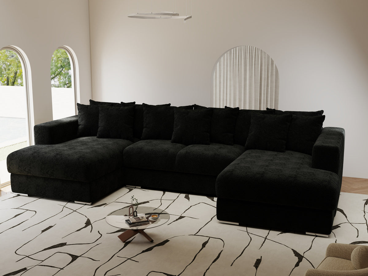 Colțar extensibil dumonde Gloria U Quelle Negru 340x167 cm — imagine 1