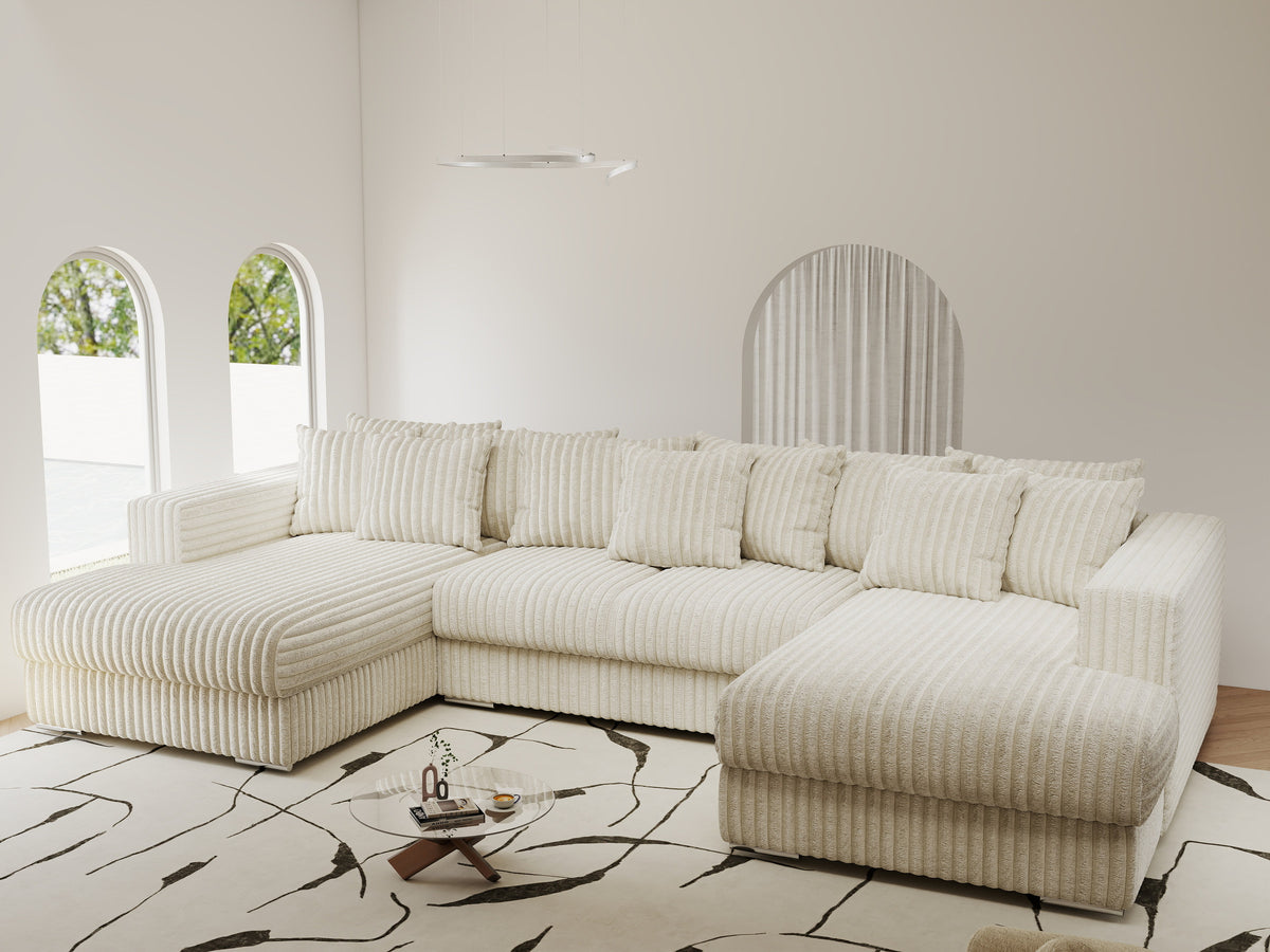 Colțar extensibil dumonde Gloria U Tilia Crem 340x167 cm — imagine 1