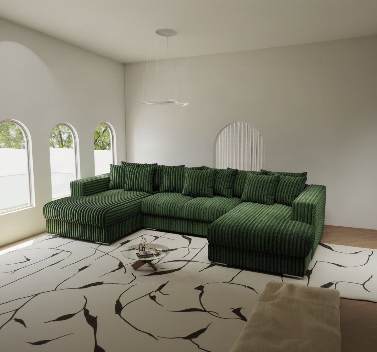 Colțar extensibil dumonde Gloria U Tilia Verde 340x167 cm — imagine 1