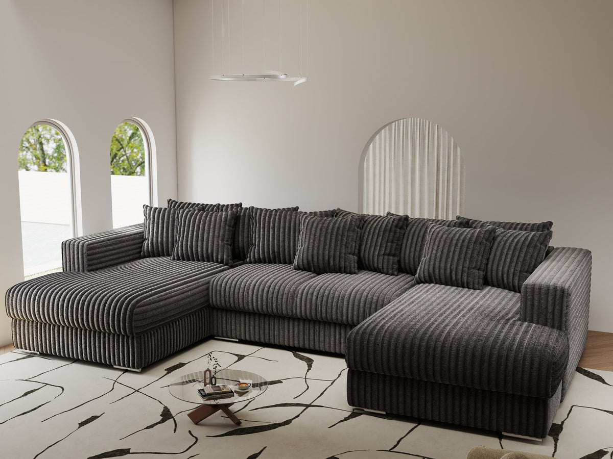 Colțar extensibil dumonde Gloria U Tilia Grafit 340x167 cm — imagine 1