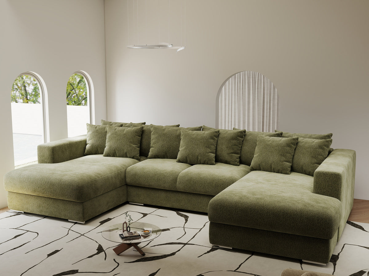 Colțar extensibil dumonde Gloria U Vibe Olive 340x167 cm — imagine 1