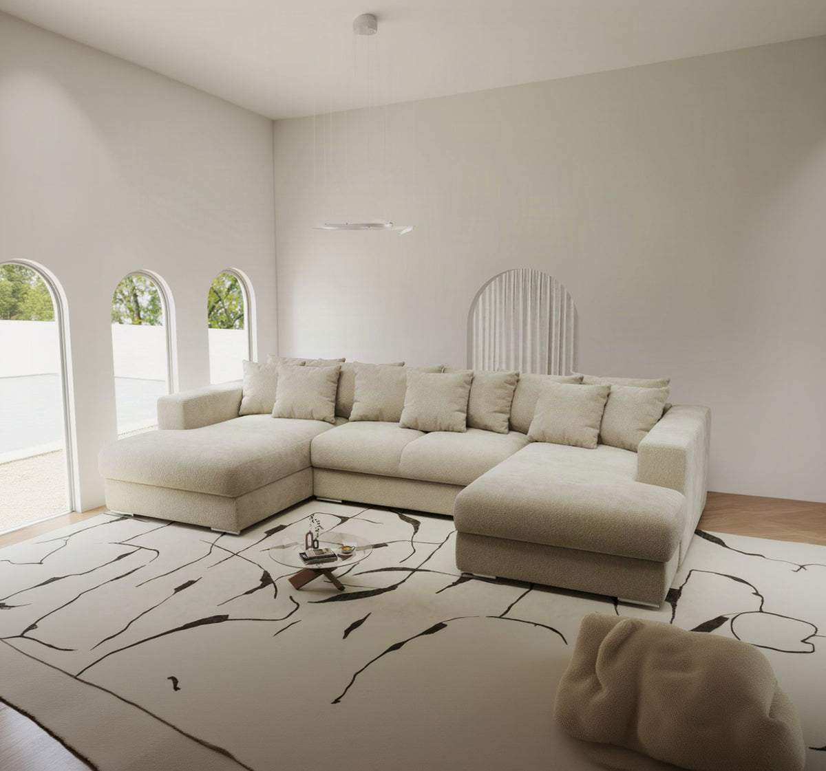 Colțar extensibil dumonde Gloria U Vibe Bej 340x167 cm — imagine 1