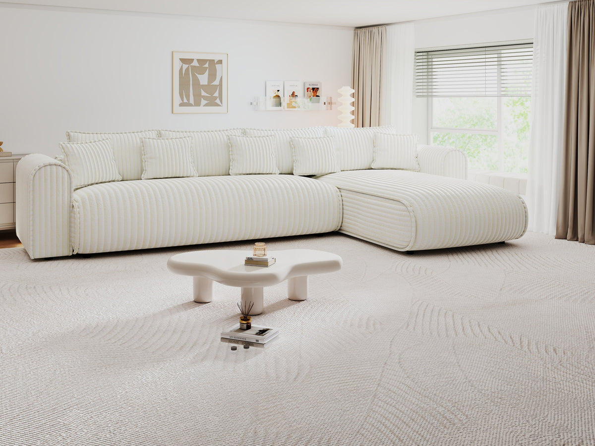 Colțar extensibil dumonde cu ladă de depozitare Monaco XL Tilia Crem II 340x185 cm — dreapta — imagine 2