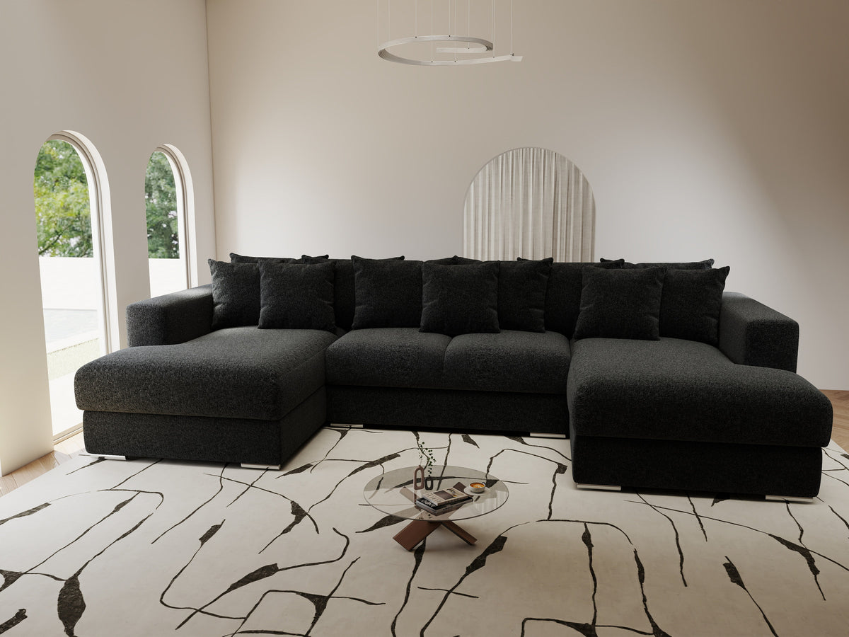 Colțar extensibil dumonde Gloria U Monte Negru 340x167 cm — imagine 2