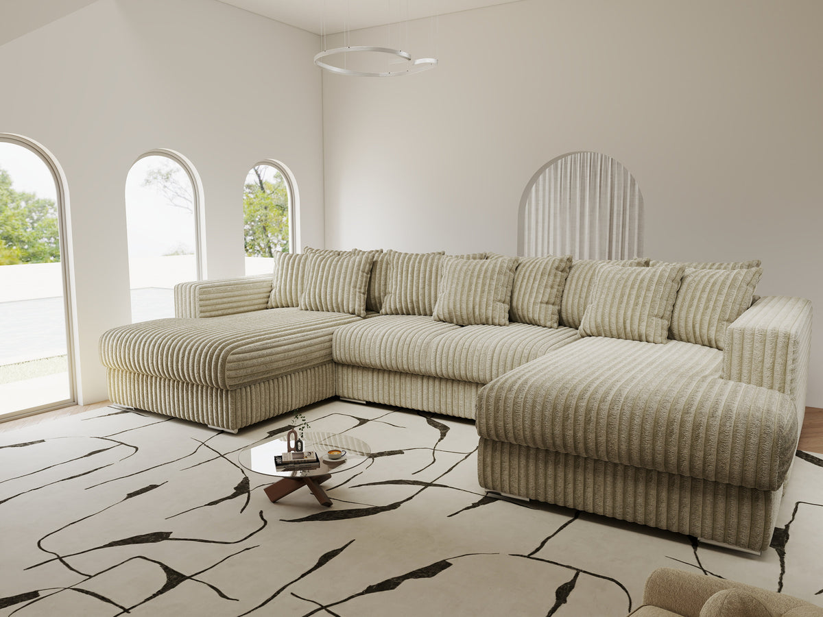 Colțar extensibil dumonde Gloria U Tilia Bej 340x167 cm — imagine 2