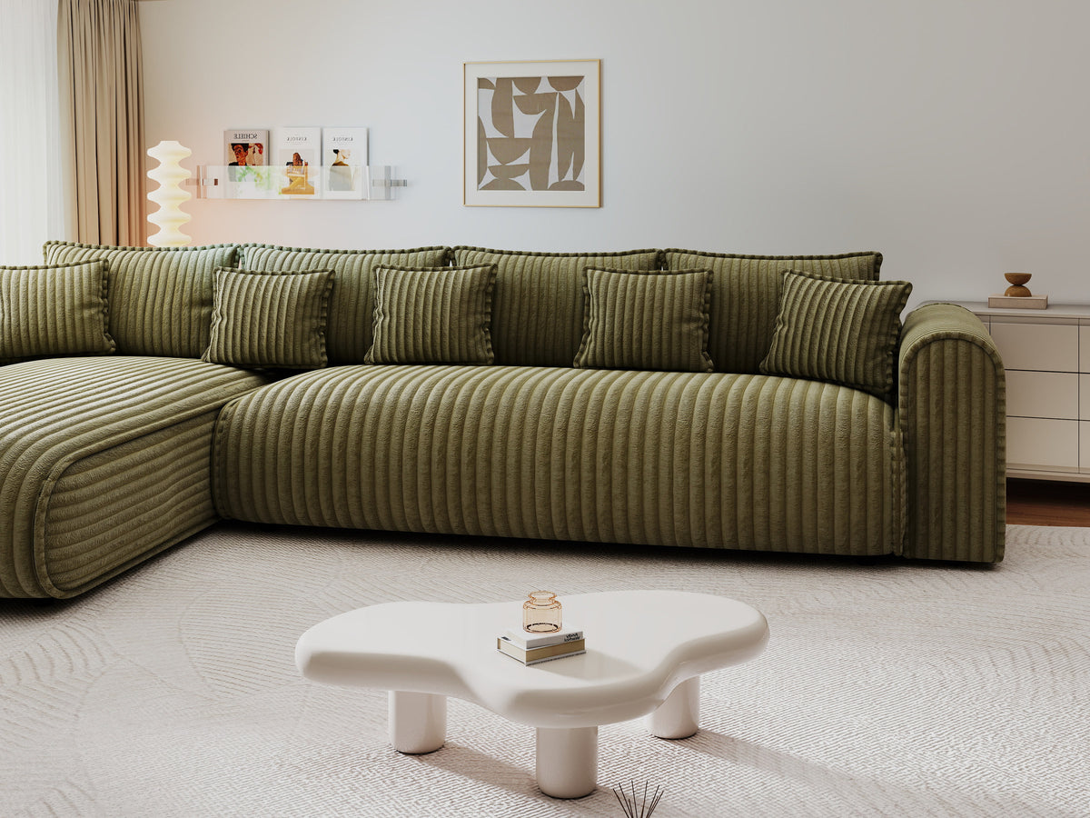 Colțar extensibil dumonde cu ladă de depozitare Monaco XL Tilia Olive 340x185 cm — stanga — imagine 3