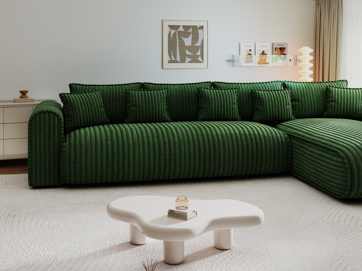 Colțar extensibil dumonde cu ladă de depozitare Monaco XL Tilia Verde II 340x185 cm — dreapta — imagine 3