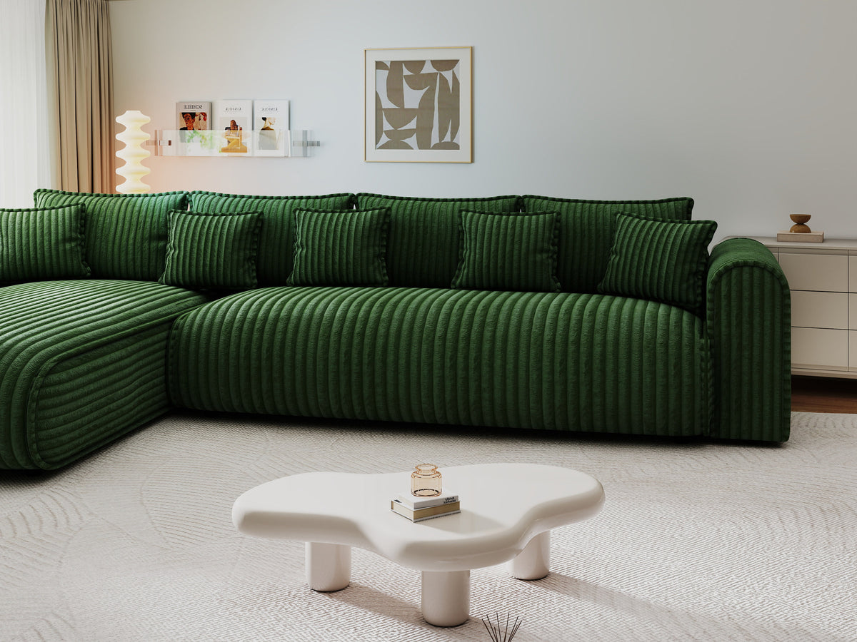 Colțar extensibil dumonde cu ladă de depozitare Monaco XL Tilia Verde 340x185 cm — stanga — imagine 3