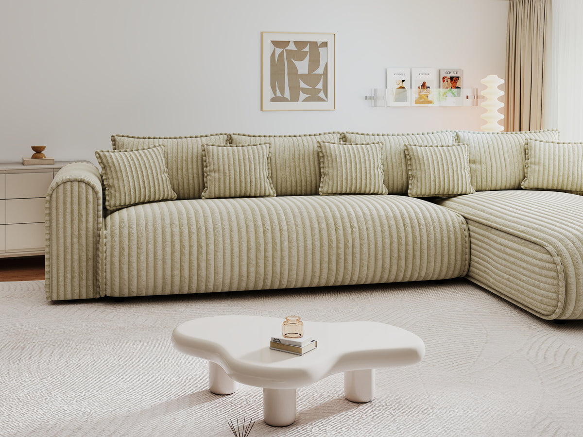 Colțar extensibil dumonde cu ladă de depozitare Monaco XL Tilia Bej II 340x185 cm — dreapta — imagine 3