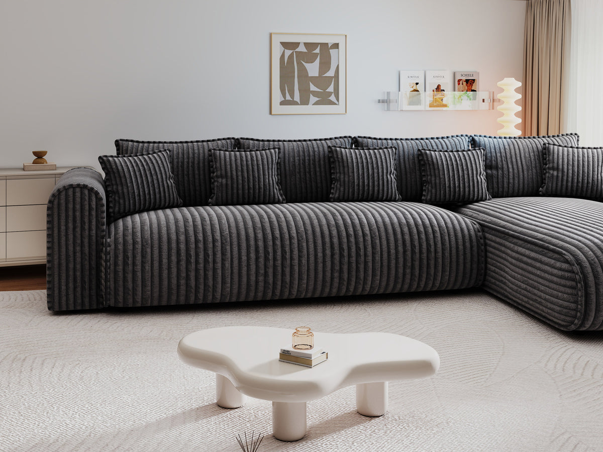 Colțar extensibil dumonde cu ladă de depozitare Monaco XL Tilia Grafit II 340x185 cm — dreapta — imagine 3