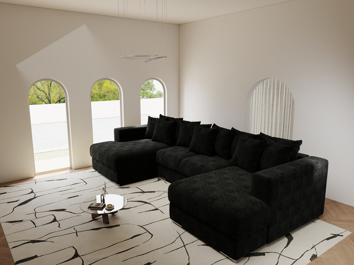Colțar extensibil dumonde Gloria U Quelle Negru 340x167 cm — imagine 3