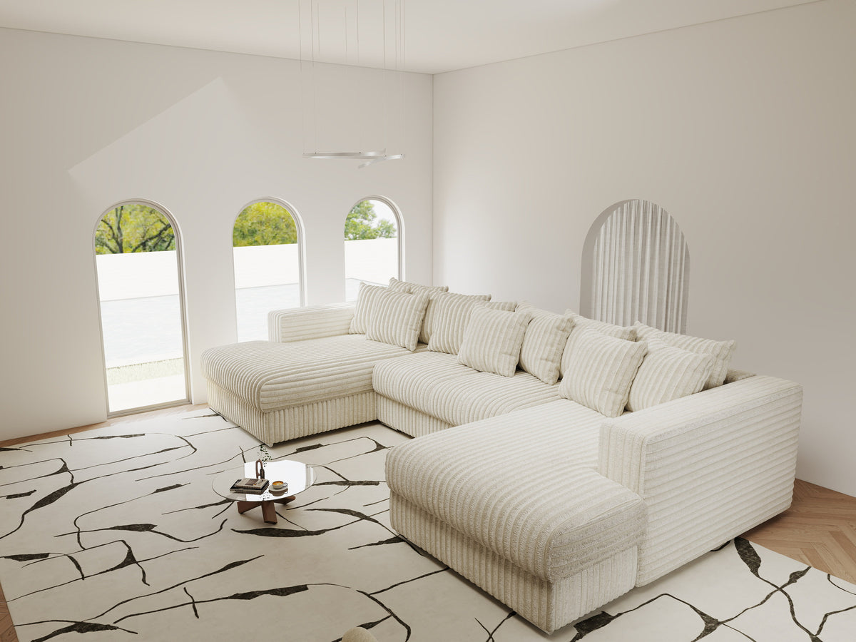 Colțar extensibil dumonde Gloria U Tilia Crem 340x167 cm — imagine 3