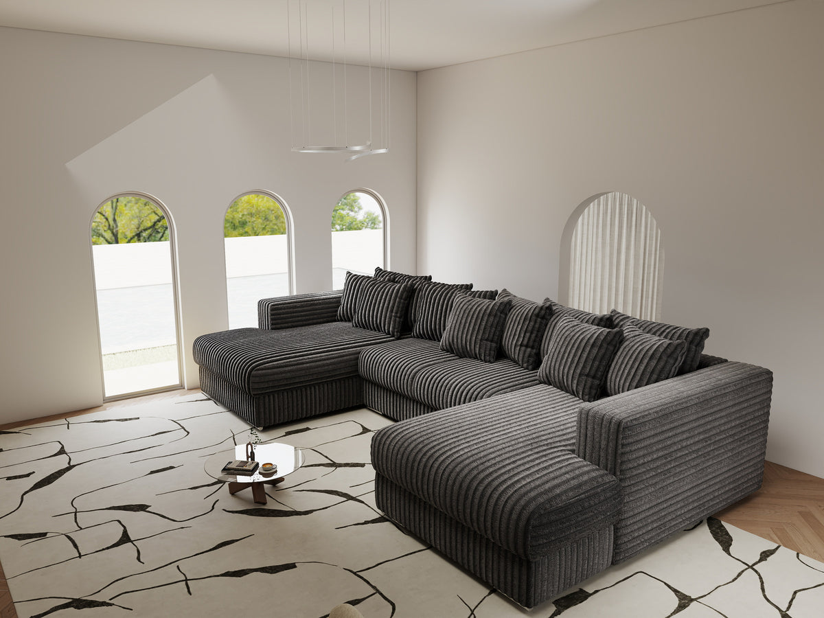 Colțar extensibil dumonde Gloria U Tilia Grafit 340x167 cm — imagine 3
