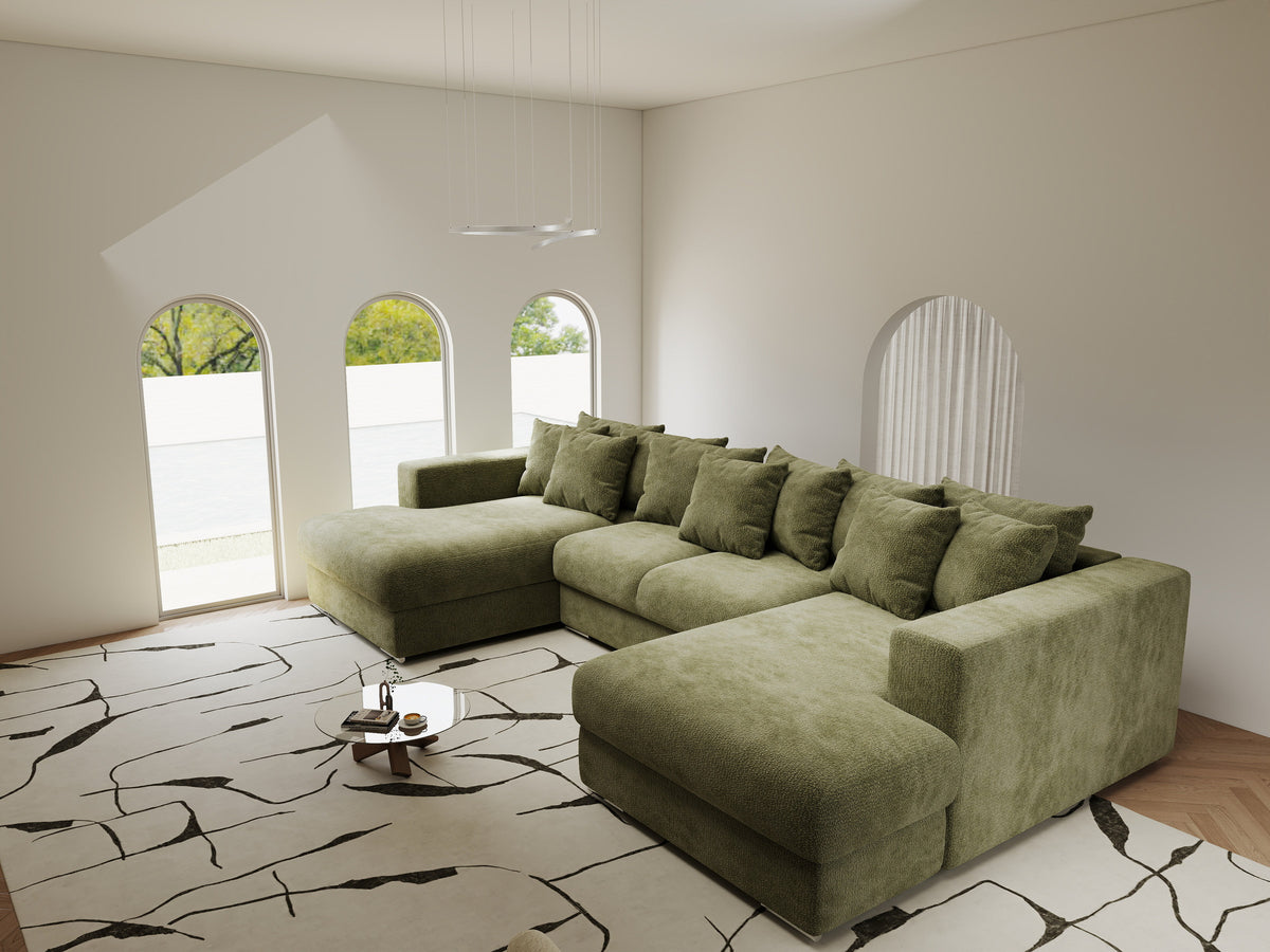 Colțar extensibil dumonde Gloria U Vibe Olive 340x167 cm — imagine 3
