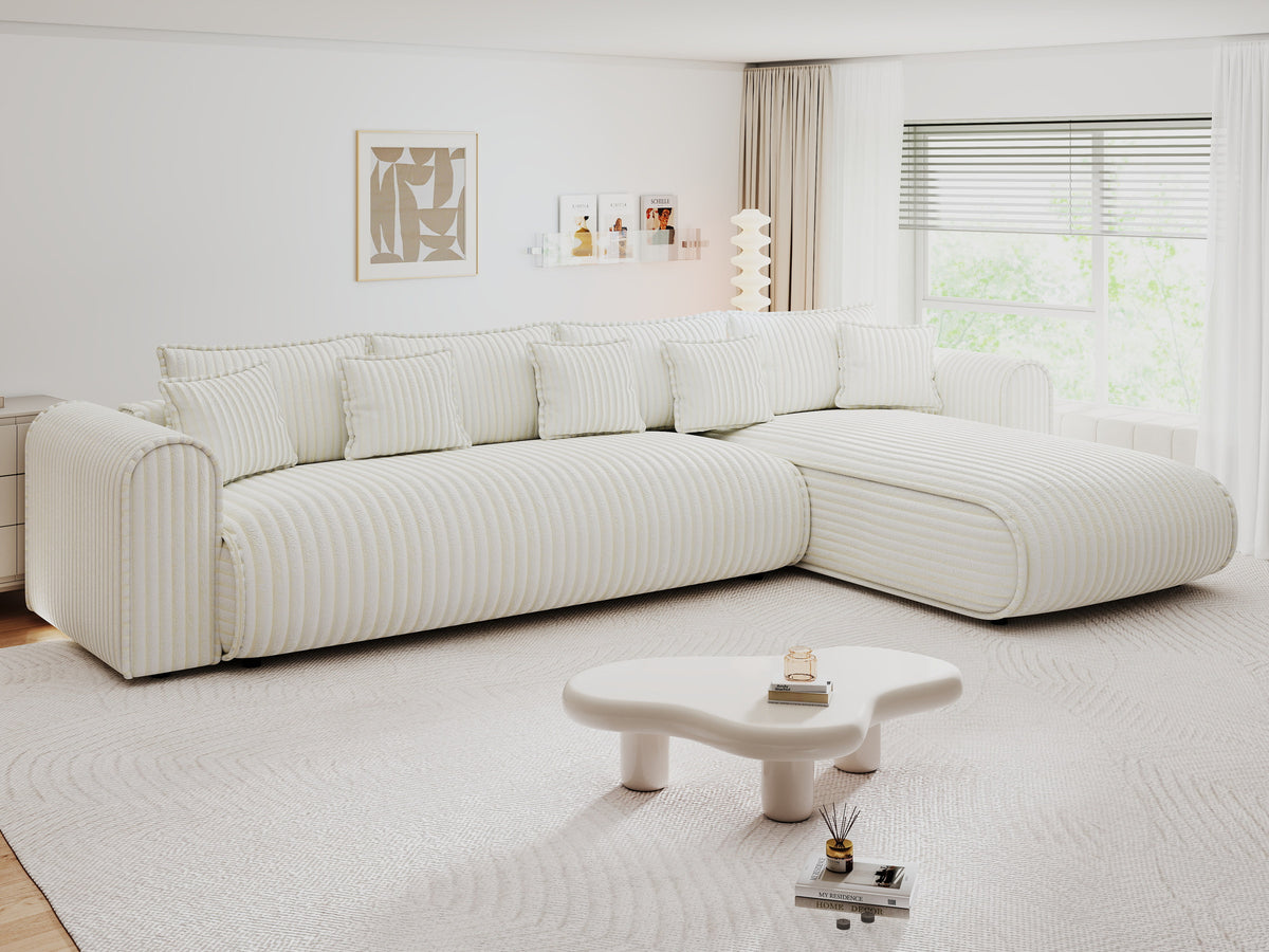 Colțar extensibil dumonde cu ladă de depozitare Monaco XL Tilia Crem II 340x185 cm — dreapta — imagine 4