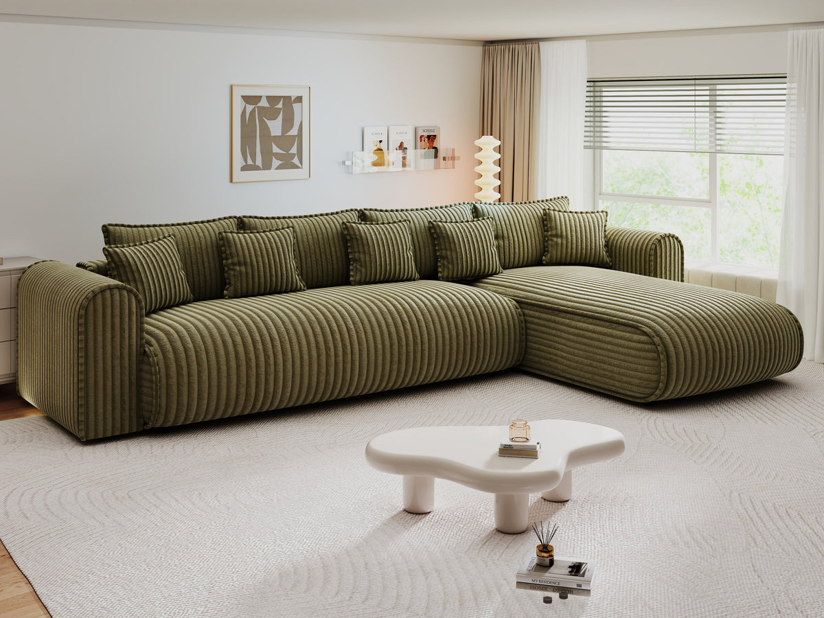 Colțar extensibil dumonde cu ladă de depozitare Monaco XL Tilia Olive II 340x185 cm — dreapta — imagine 4