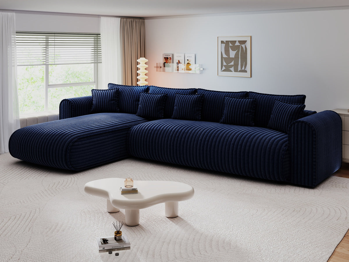 Colțar extensibil dumonde cu ladă de depozitare Monaco XL Tilia Albastru 340x185 cm — stanga — imagine 4